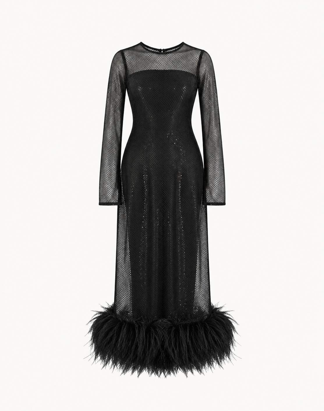 Feather-trimmed Crystal Embellished A-line Dress