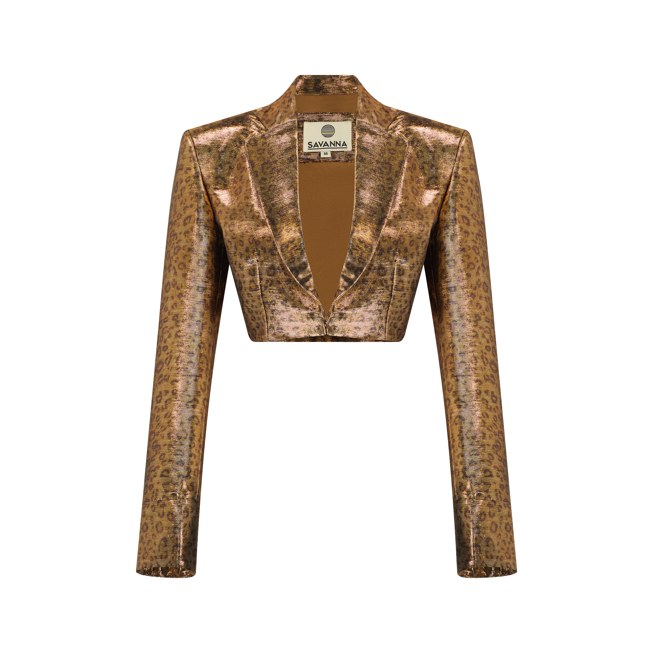 Leopard Print Crop Blazer - Metallic Gold