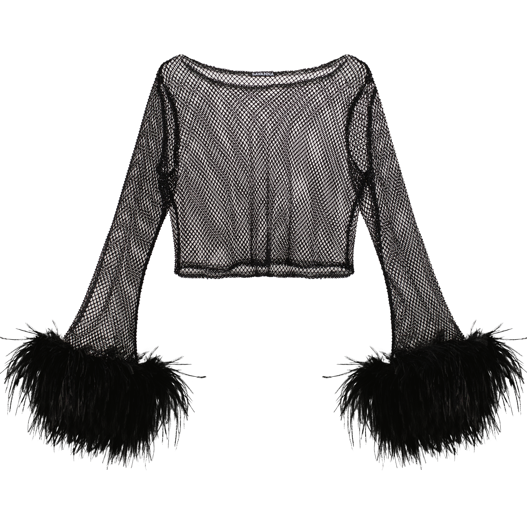 Feather-trimmed Crystal Embellished Crop Top