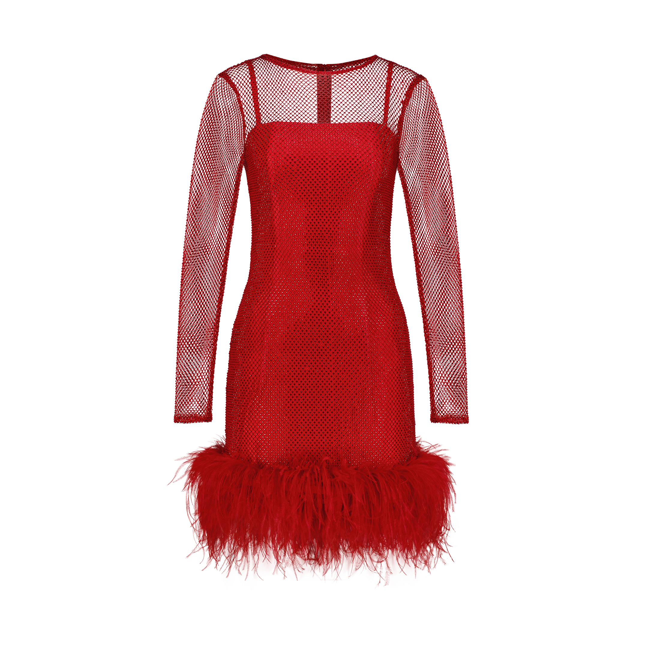 Feather-trimmed Crystal Embellished Mini Dress