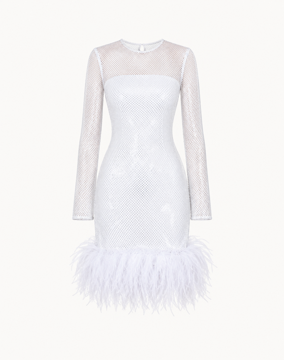 Feather-trimmed Crystal Embellished Mini Dress