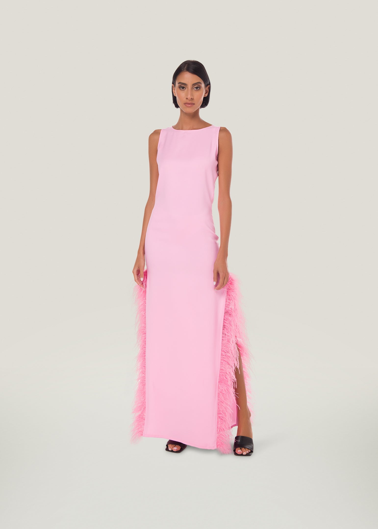 Feather-trim Jewel Dress