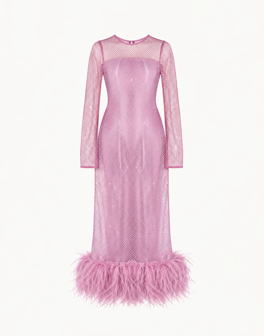 Feather-trimmed Crystal Embellished A-line Dress