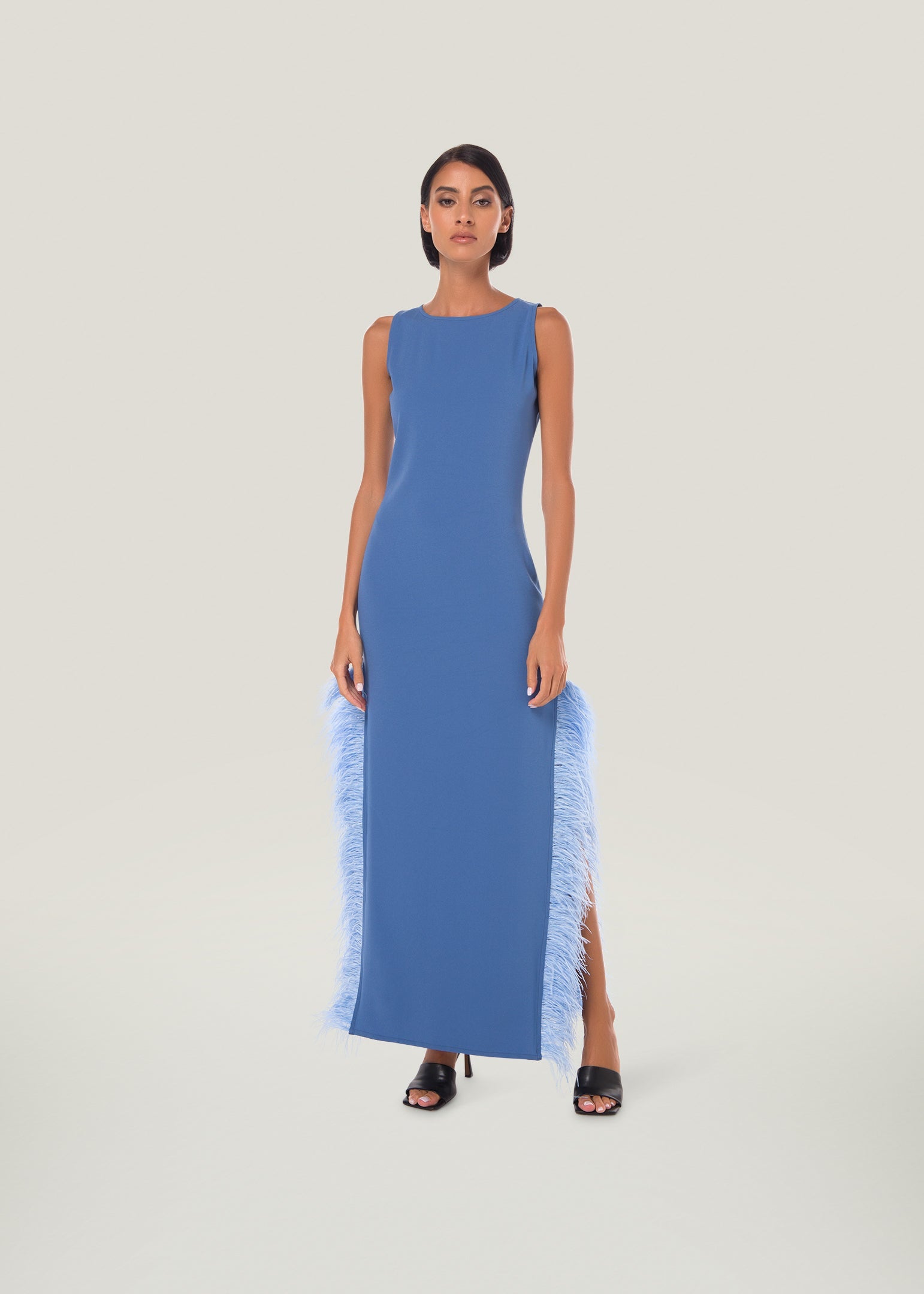 Feather-trim Jewel Dress