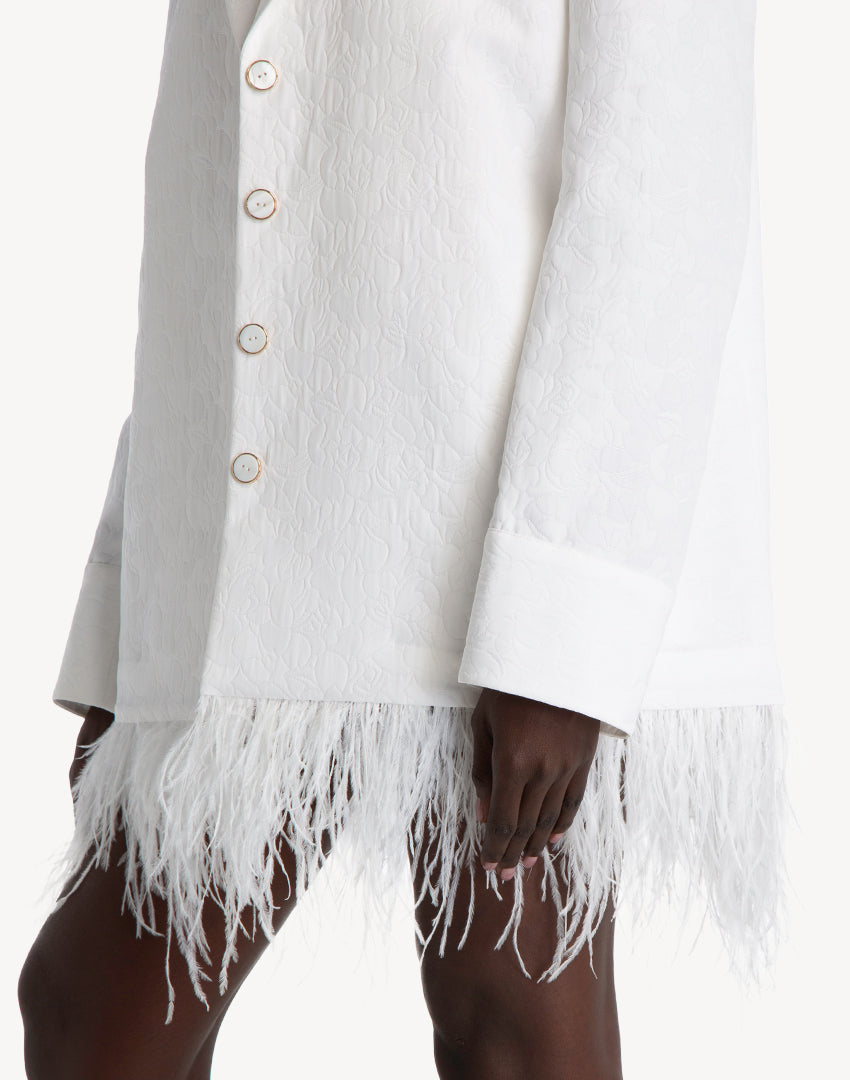 Feather-trimmed Long Sleeve Jacket