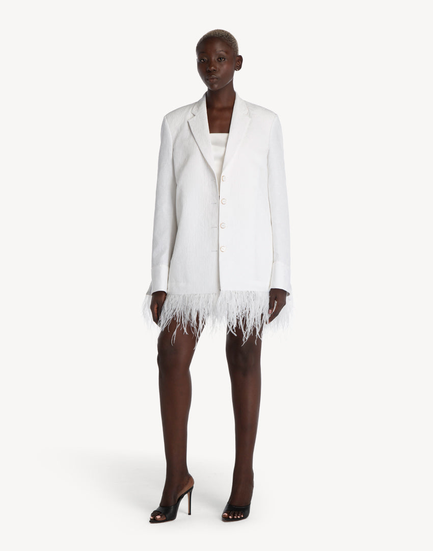 Feather-trimmed Long Sleeve Jacket