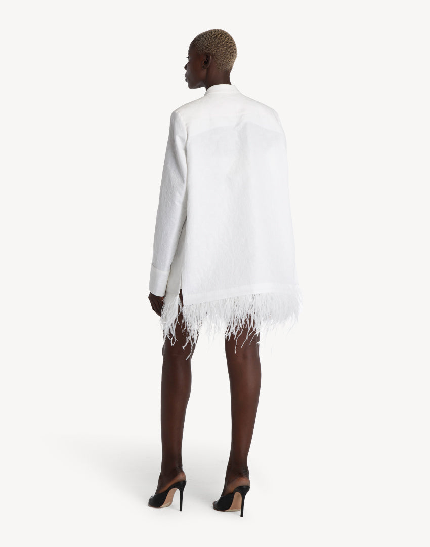 Feather-trimmed Long Sleeve Jacket