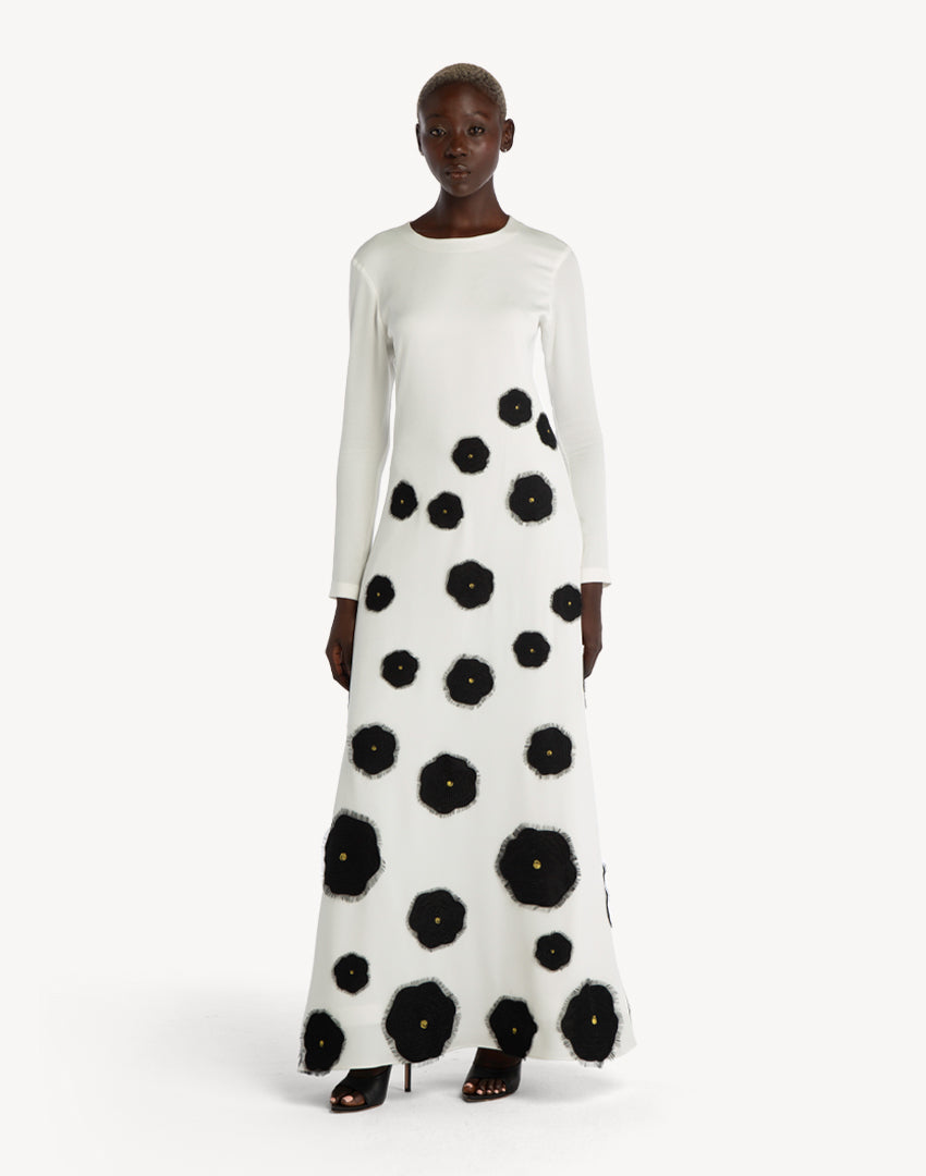 Raissa Floral Appliqué A-line Dress