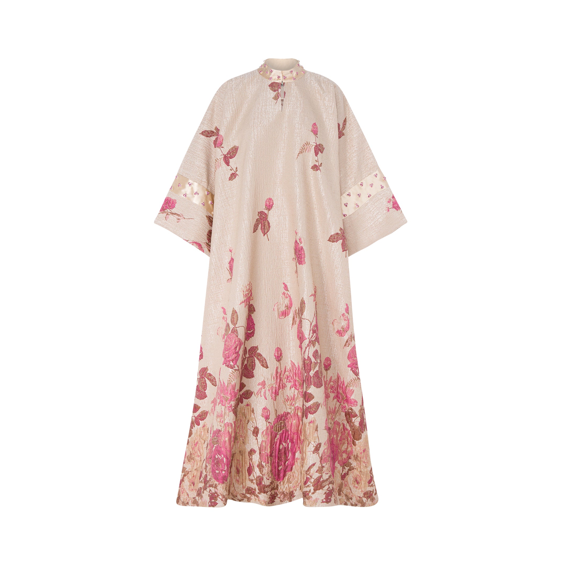 Brocade Embellished Rose Kaftan - Pink