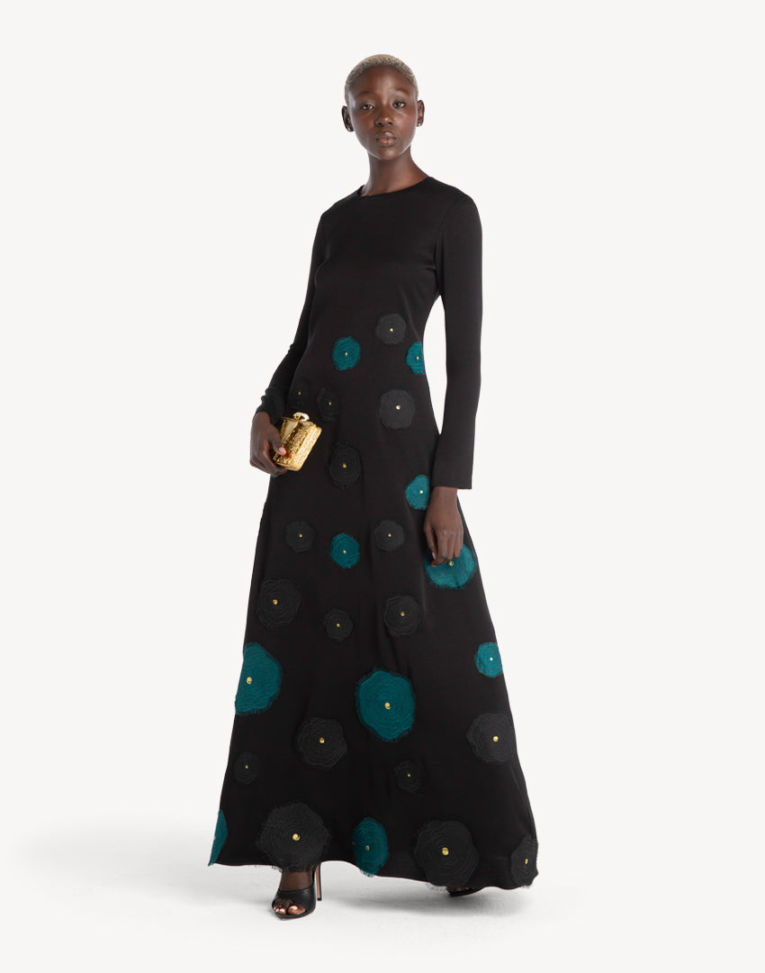 Raissa Floral Appliqué A-line Dress