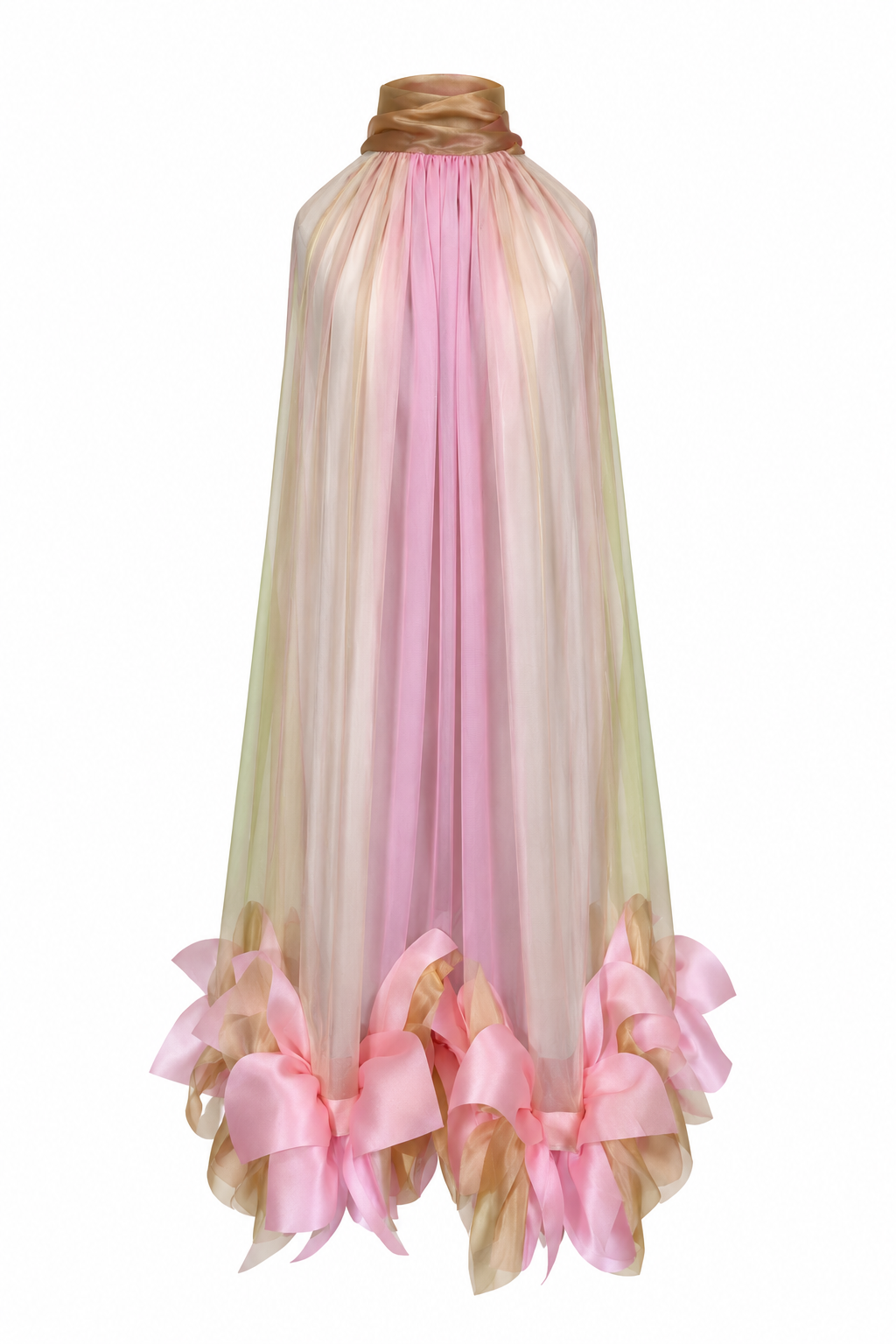 Silk Fleurs High-Neck Dress