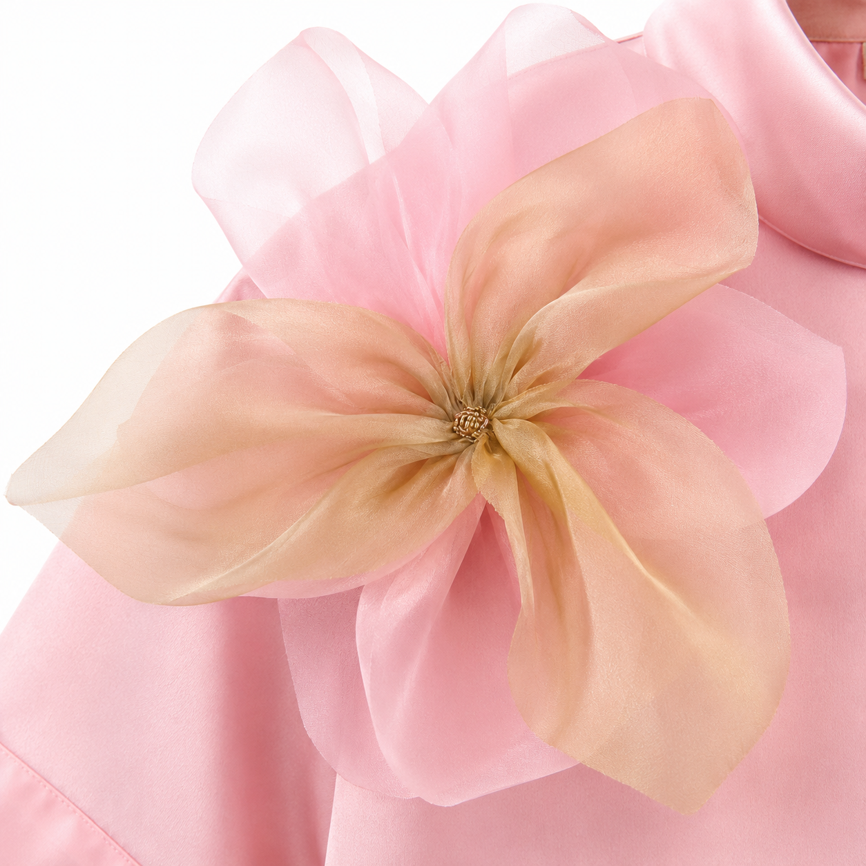 Fleur d’Épaule High-Neck Silk Blouse