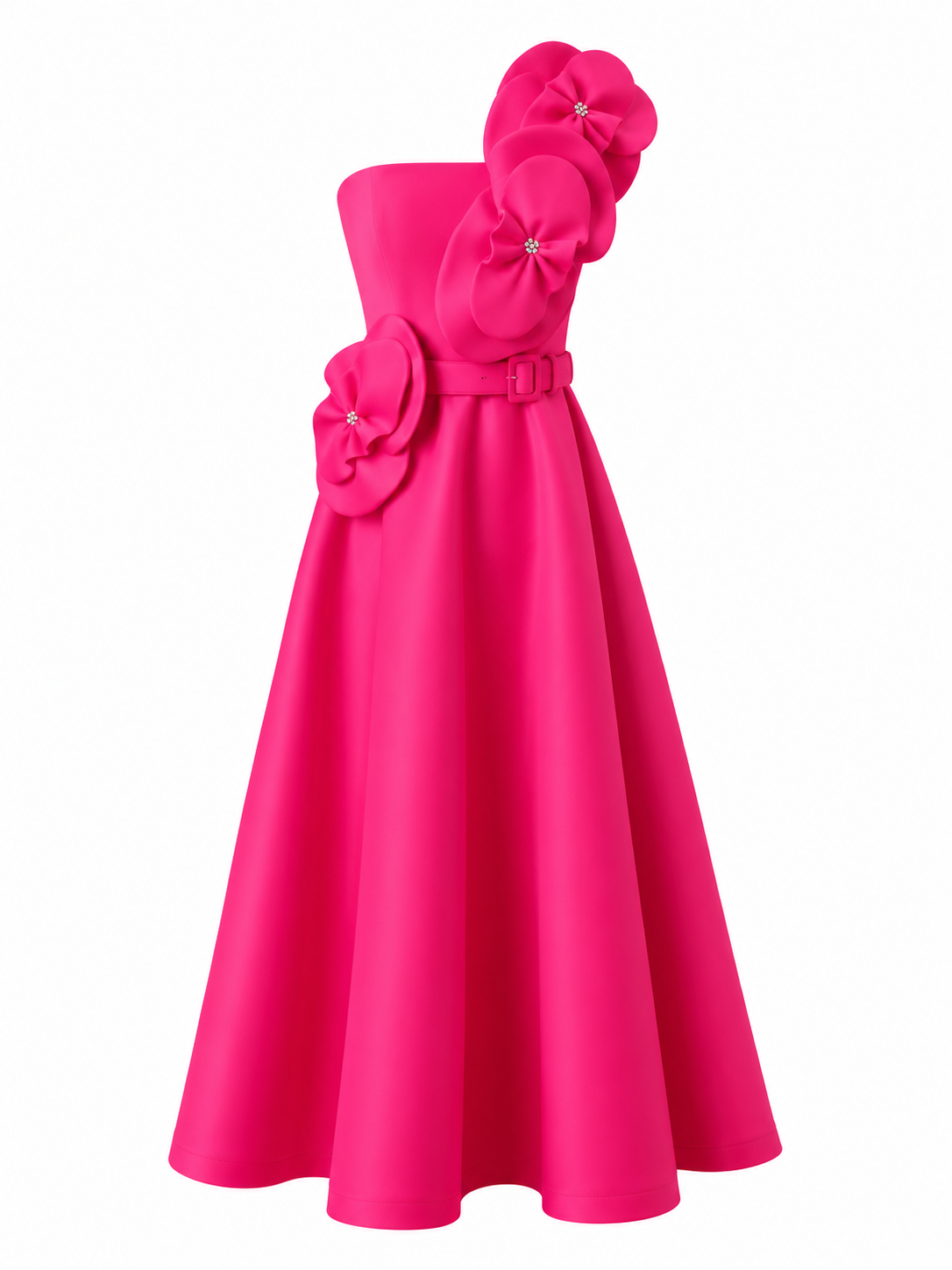 Trio Fleurs Appliqué Maxi Dress