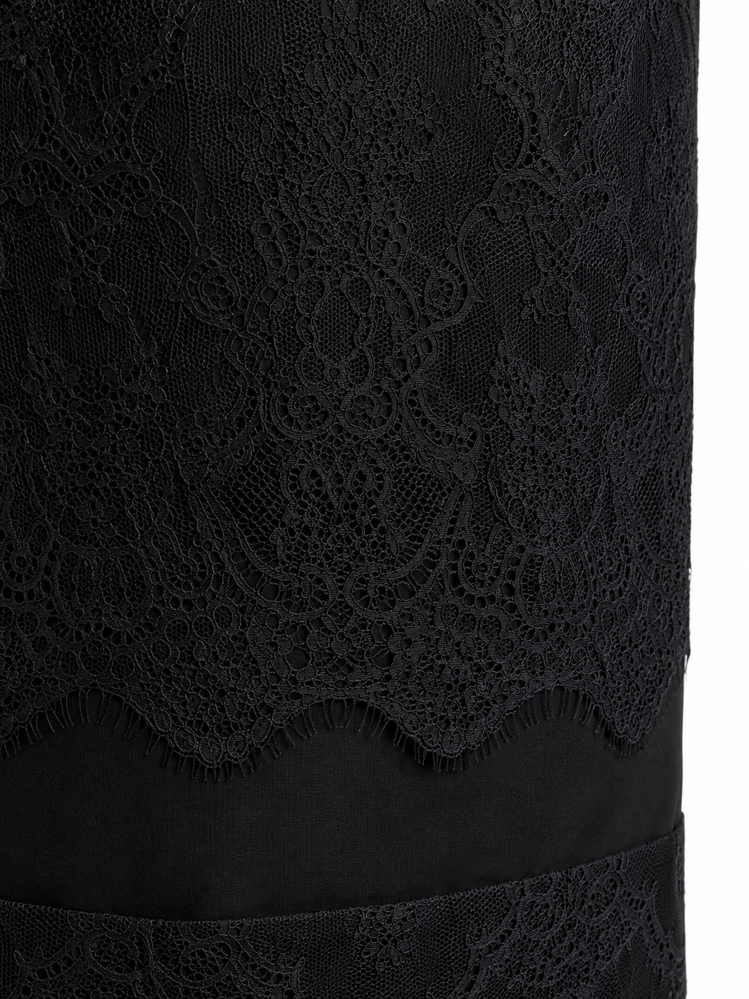 Lace Detail Silk Pencil Skirt
