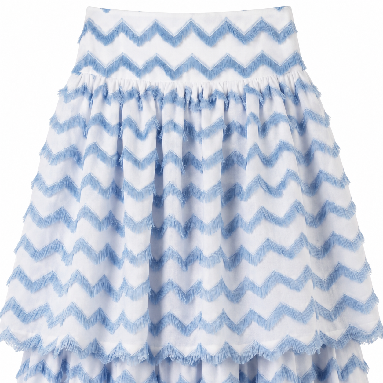 Chevron Fringe High-Waisted Midi Skirt