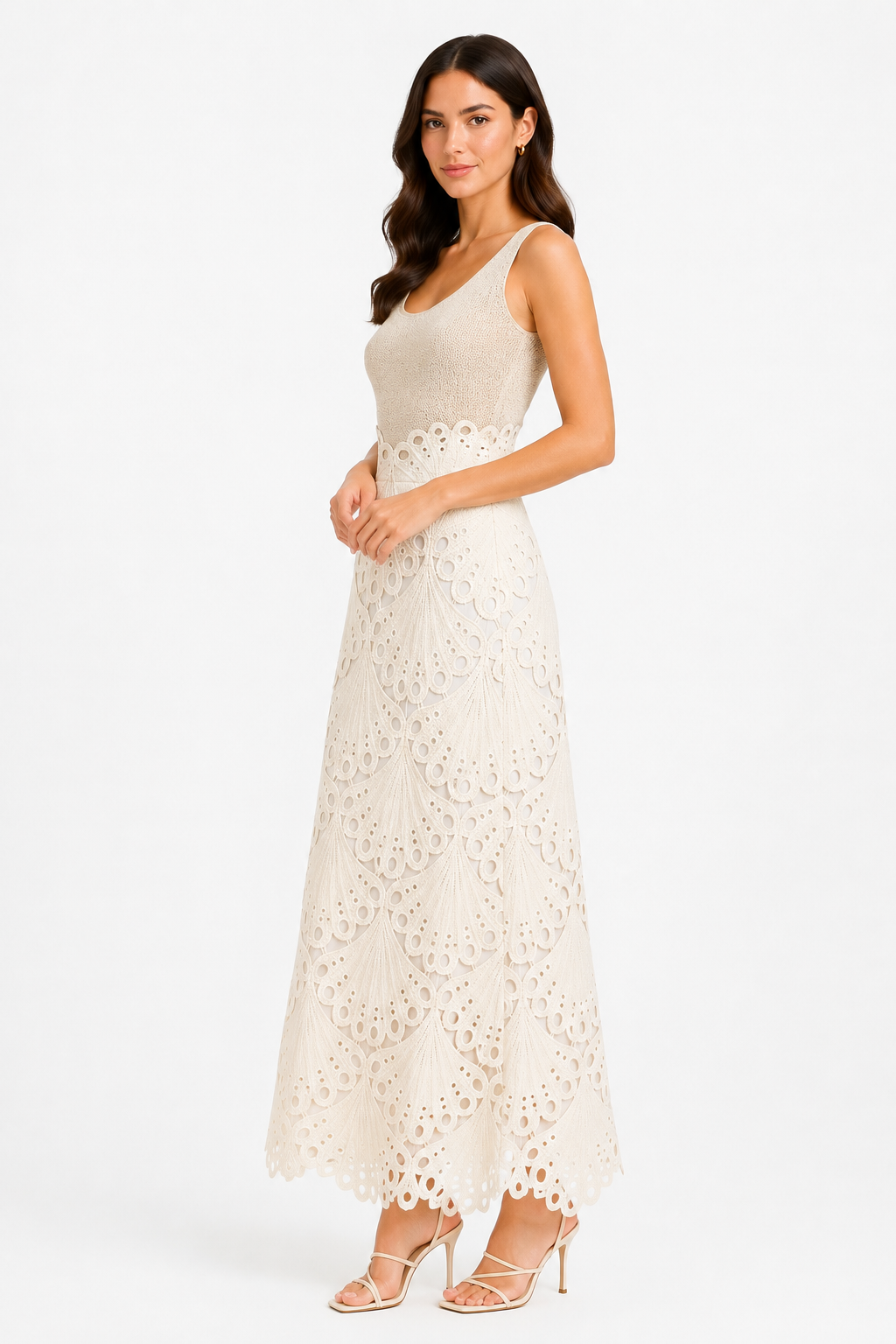 Lace Scallop Corset Maxi Skirt