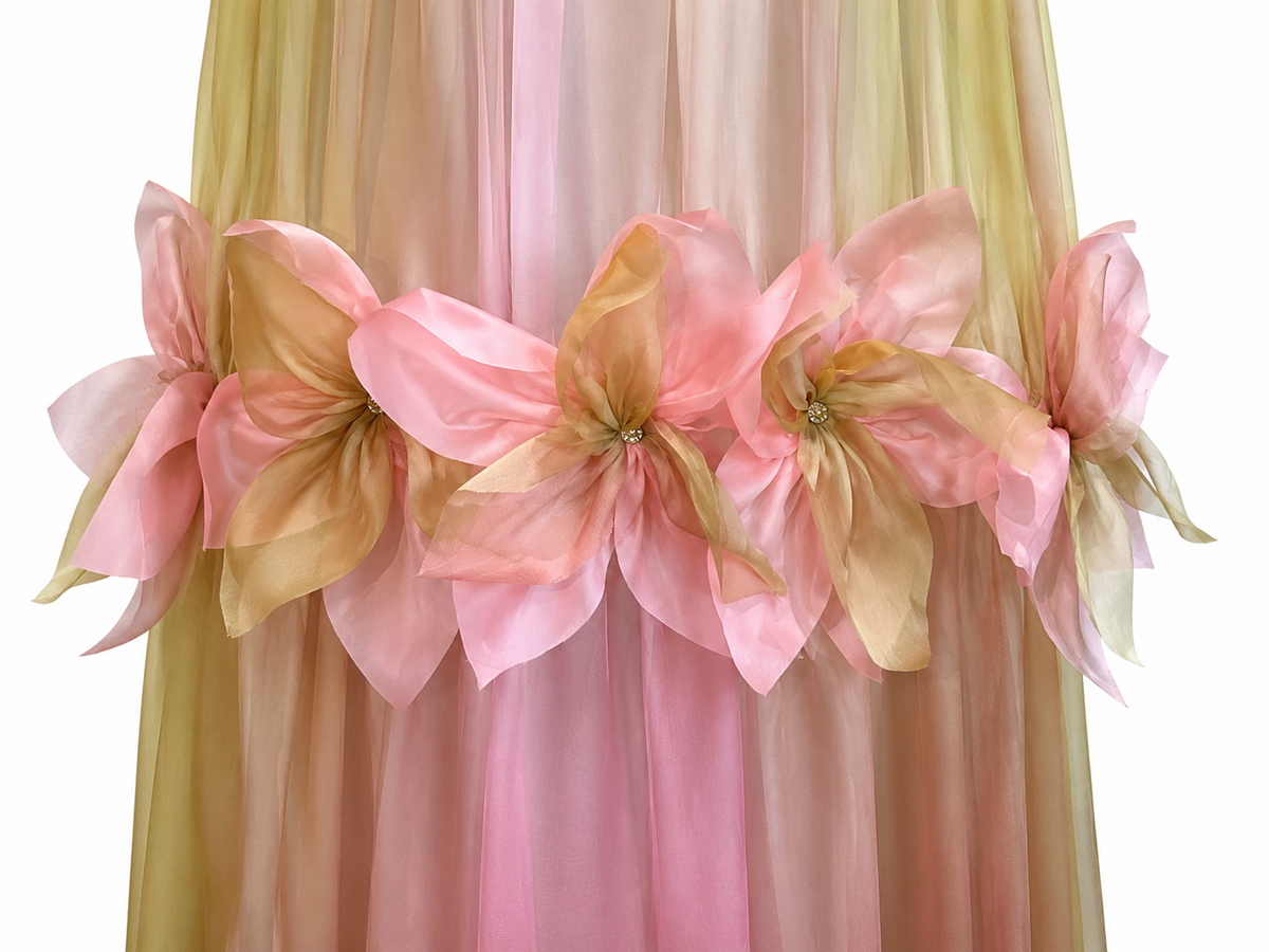 Silk Fleurs High-Neck Maxi Dress