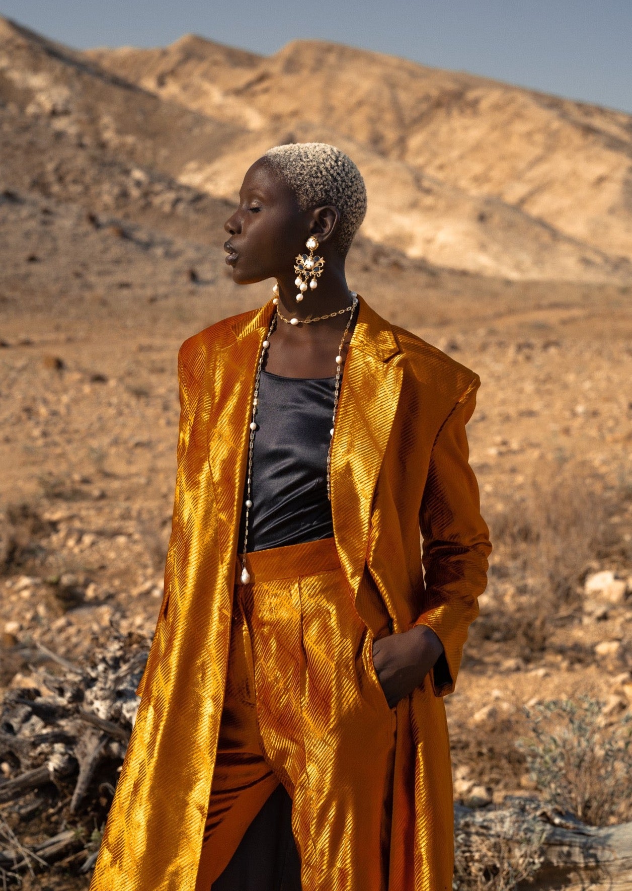 Ribbed Velvet Long Jacket