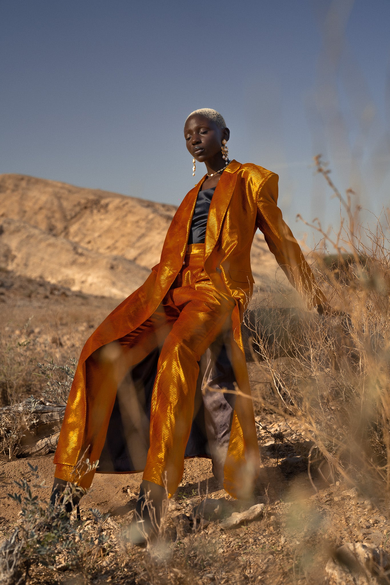 Ribbed Velvet Long Jacket