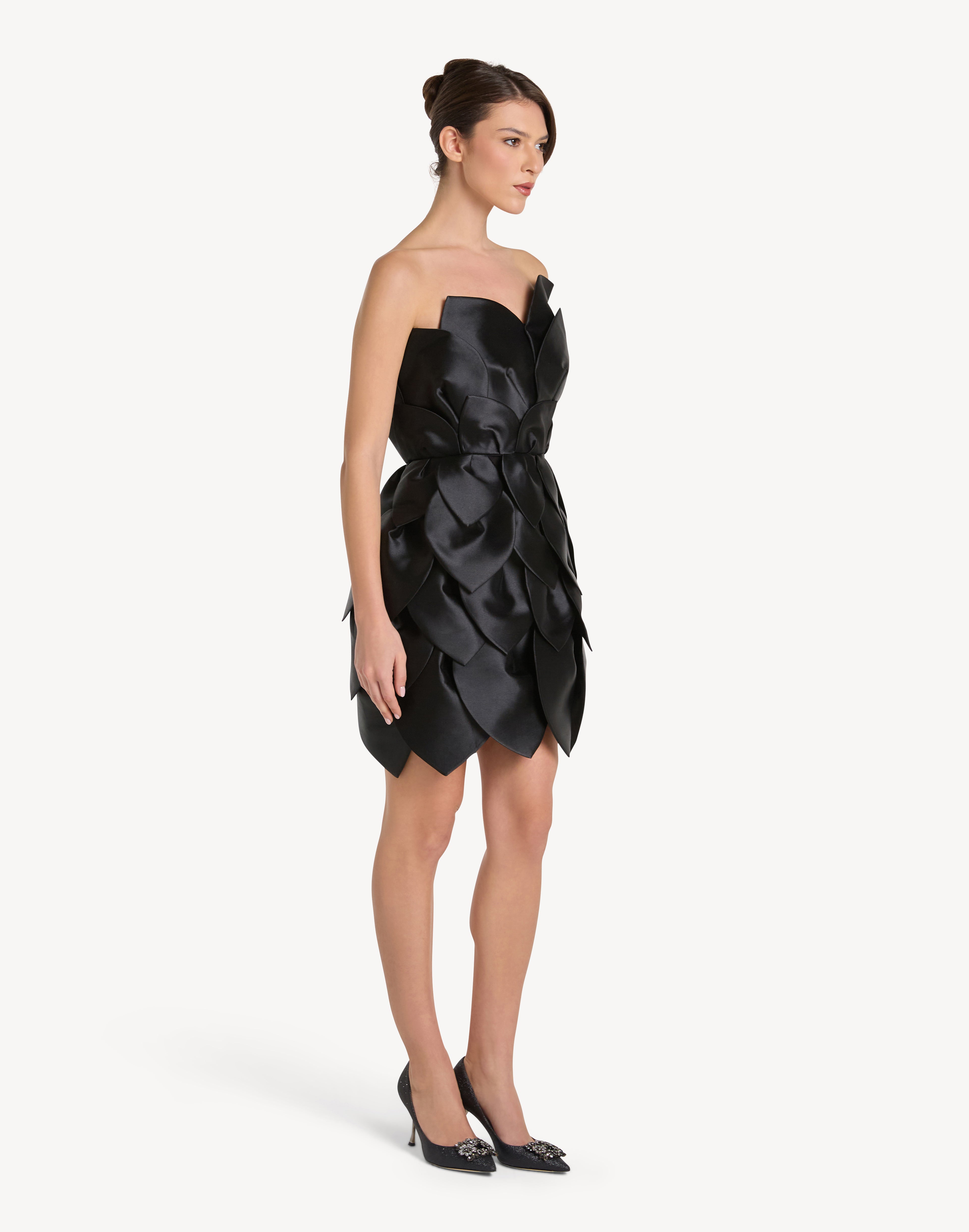 Leaf Appliqué Corset Sweetheart Mini Dress
