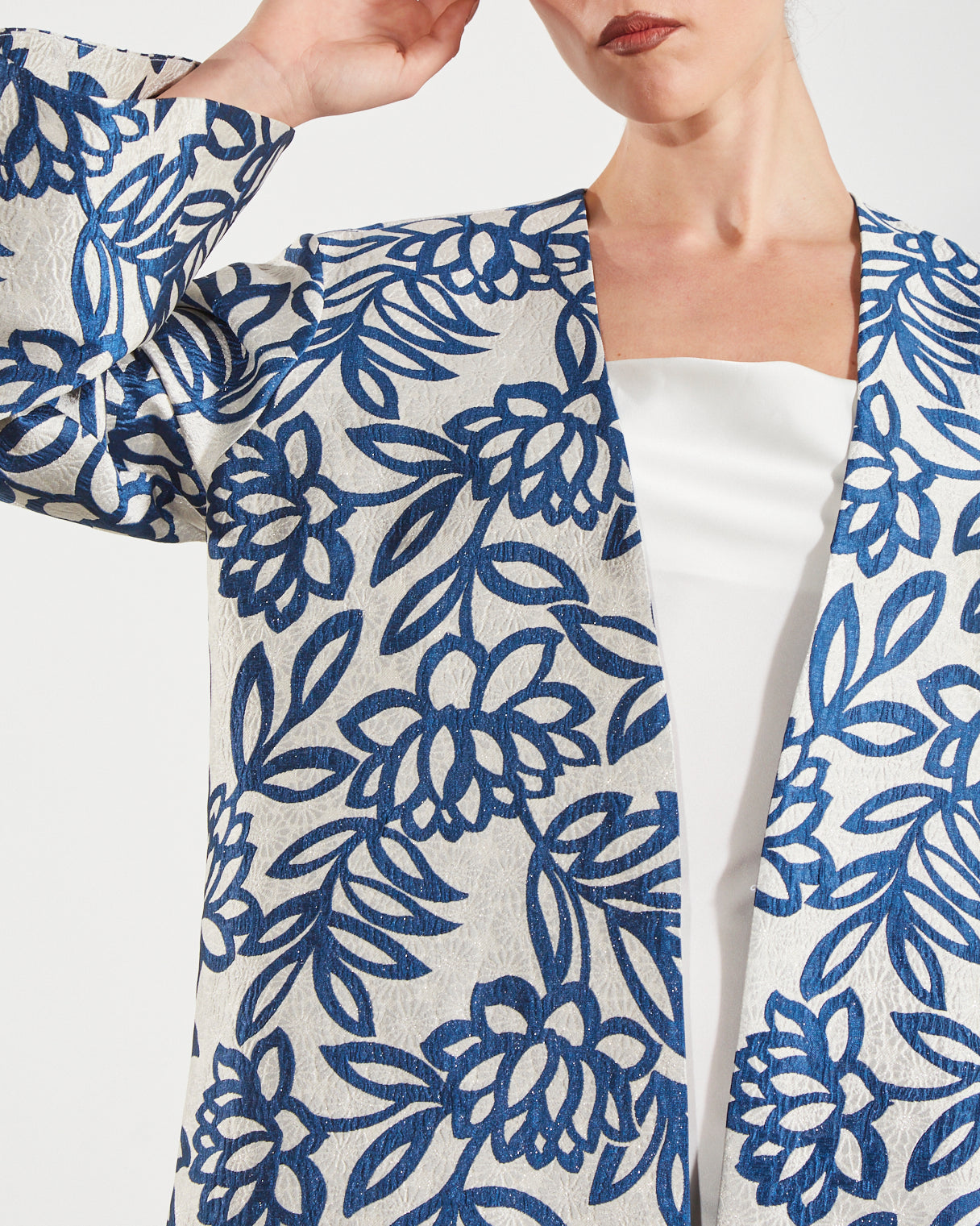 Metallic Floral Jacquard Kaftan Abaya