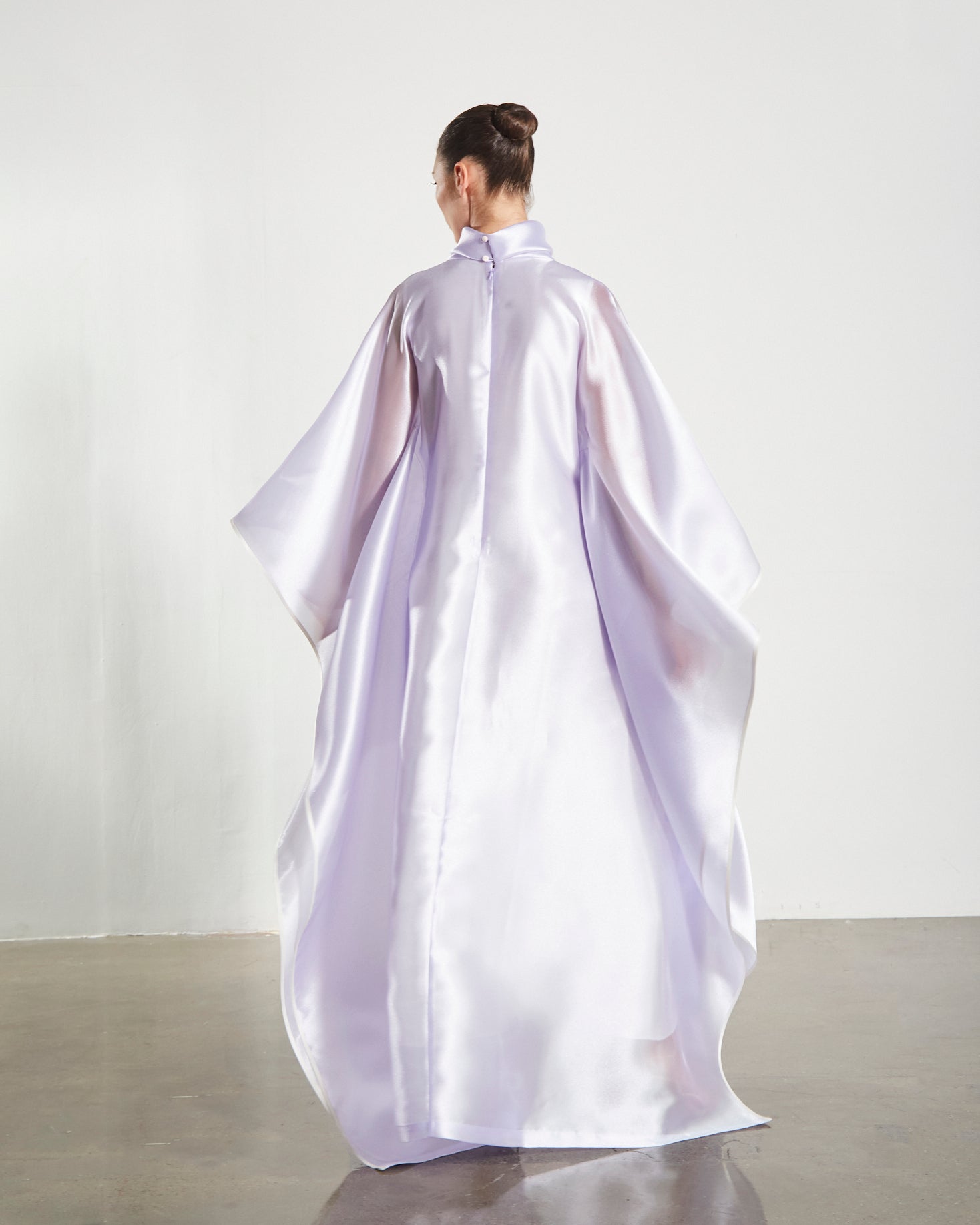 Embroidered Organdy High-Neck Kaftan Abaya