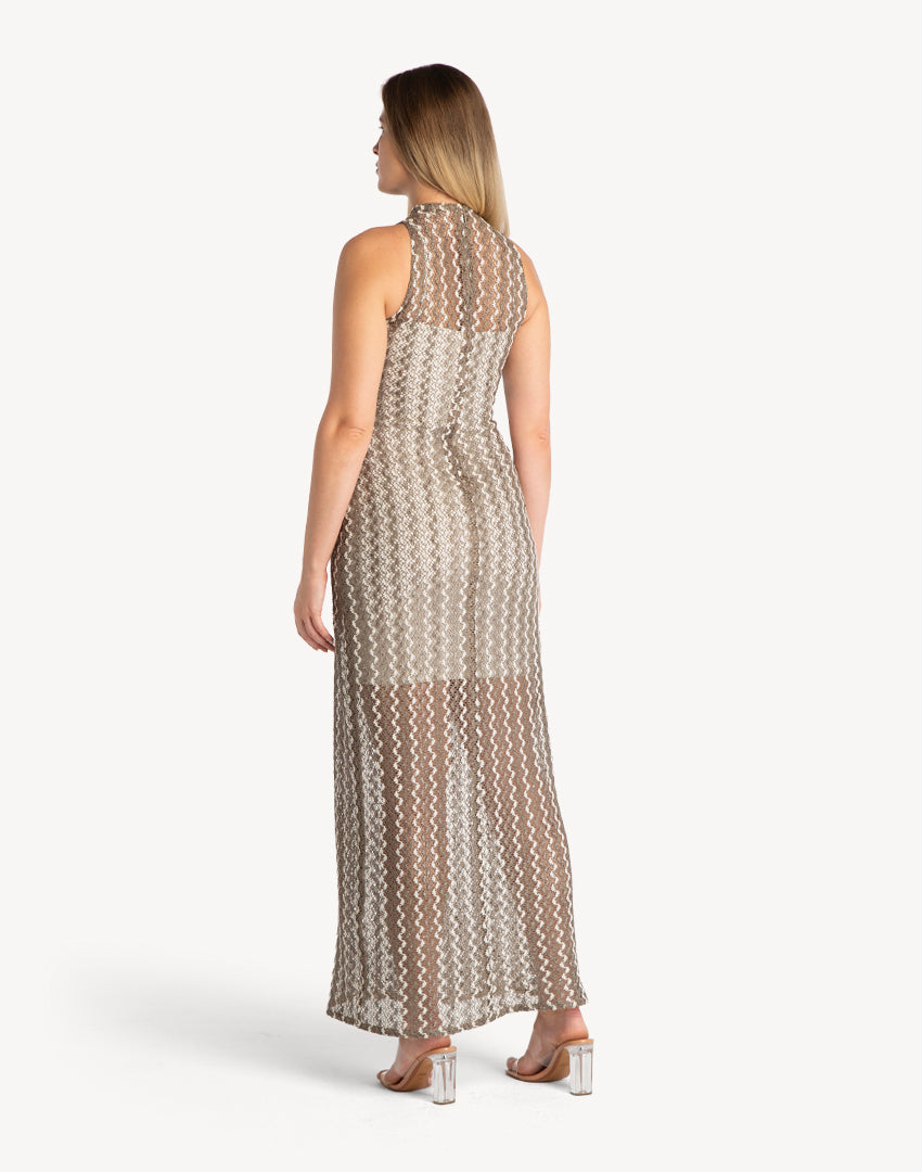 Yvy Sleeveless High Neck Maxi Dress