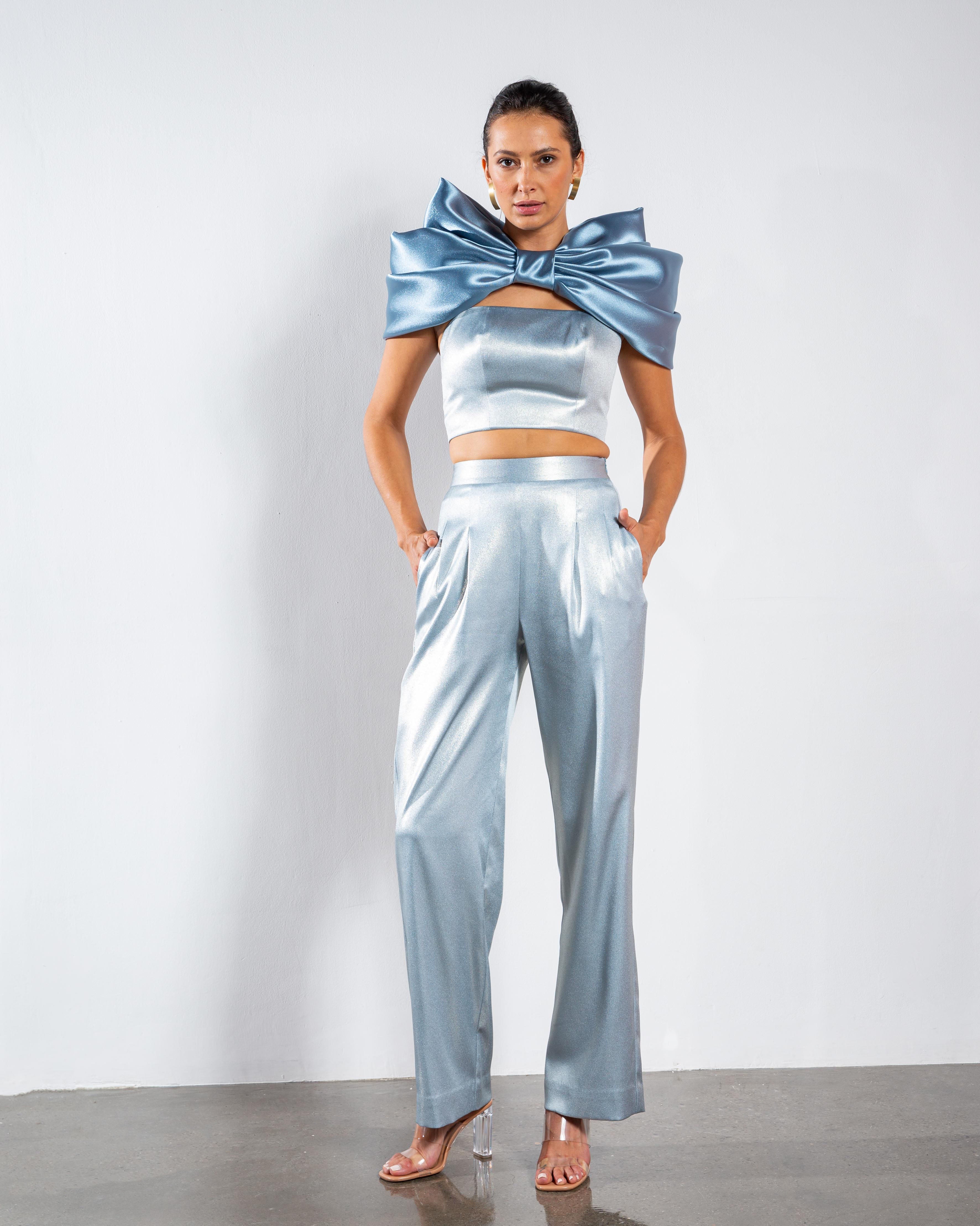 Margot Oversized Bow Collar - Blue