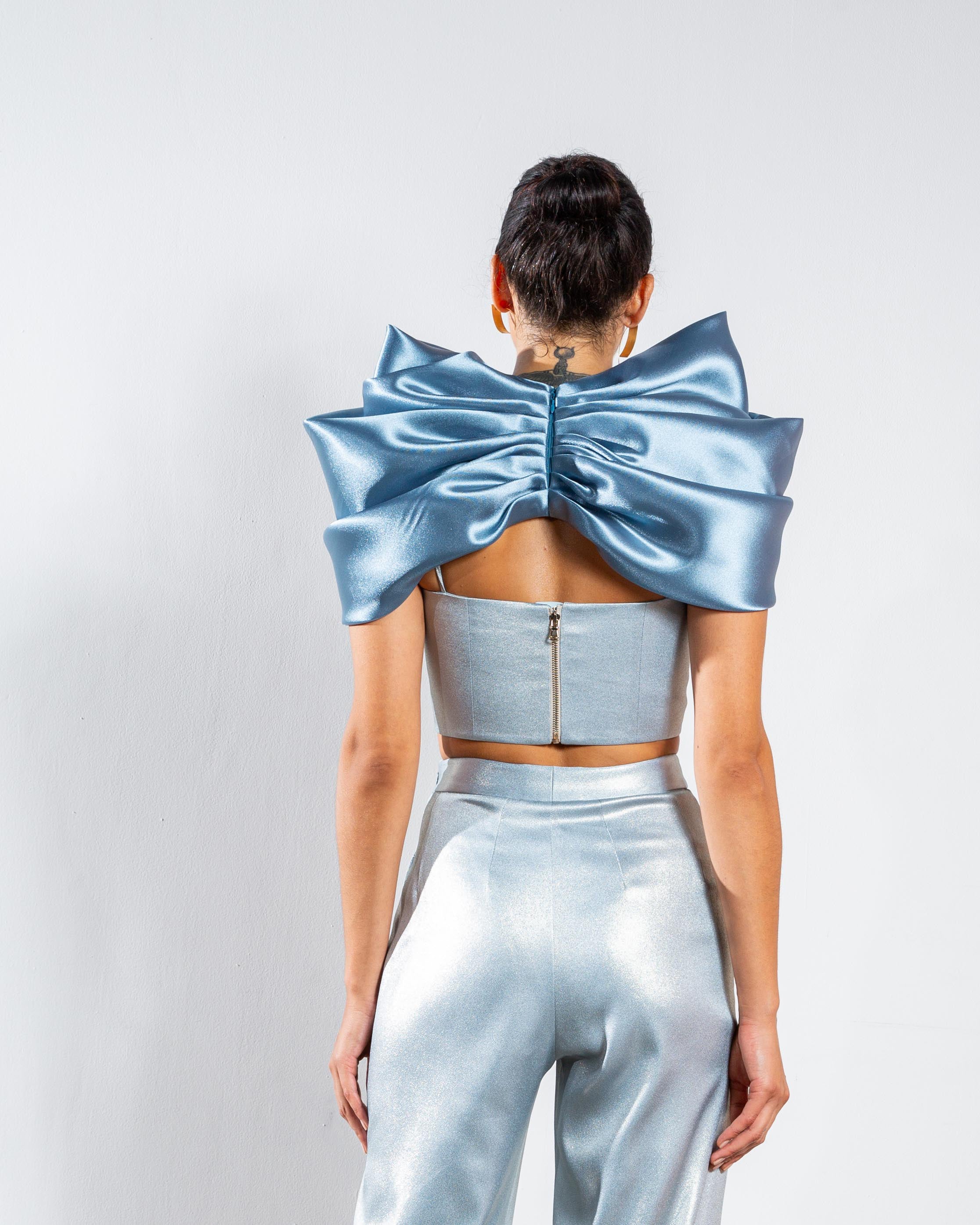 Margot Oversized Bow Collar - Blue