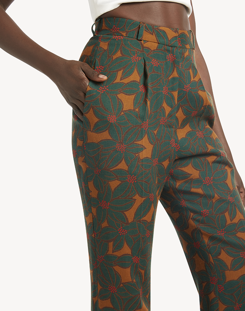 Floral Printed Wool Trousers