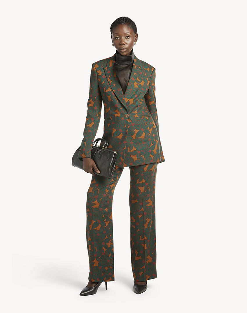 Floral Printed Wool Trousers