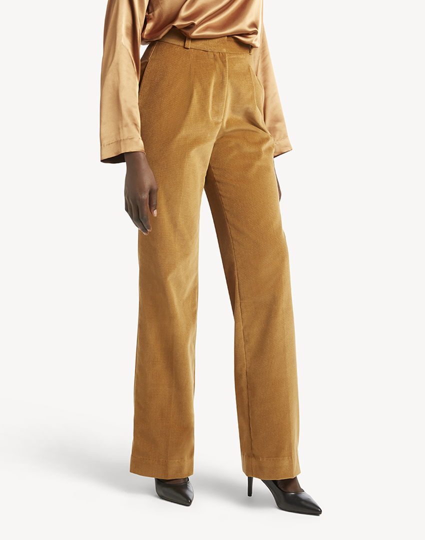 Velvet Straight-Leg Trousers