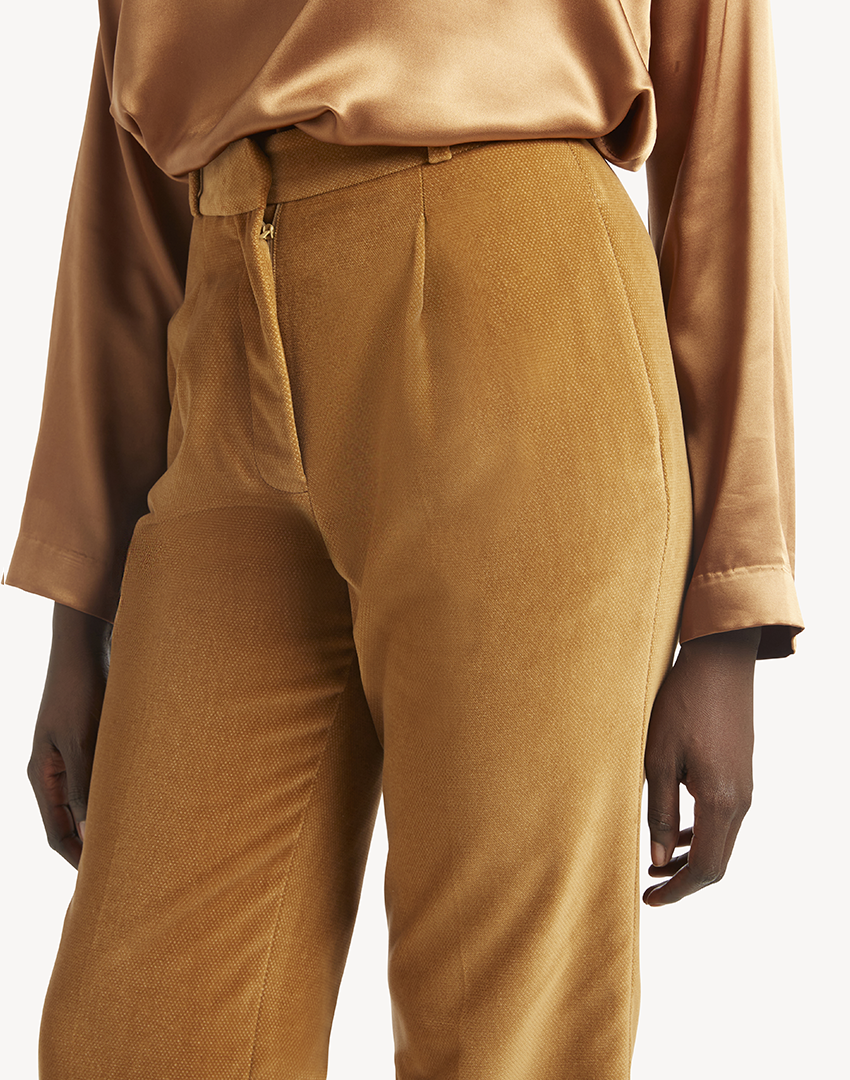 Velvet Straight-Leg Trousers