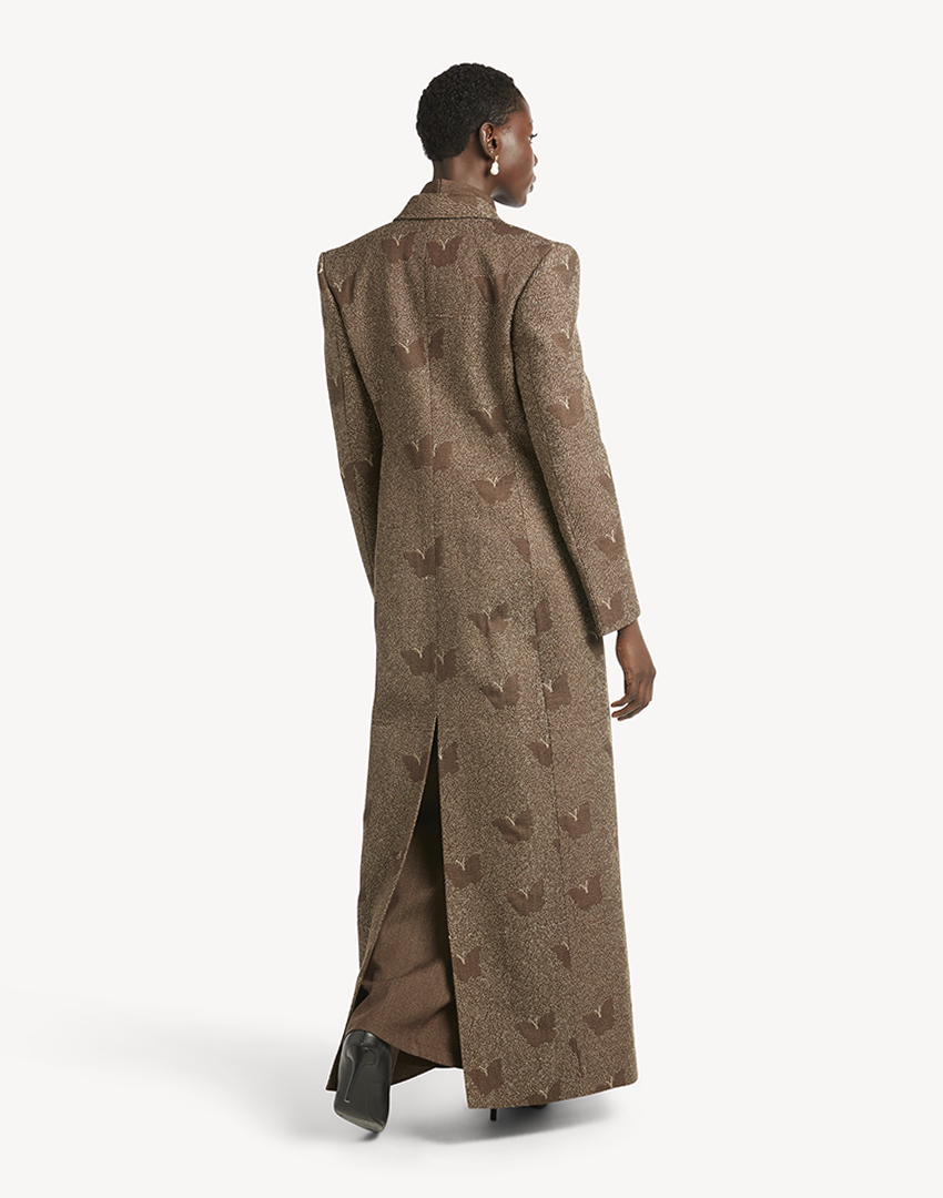 Butterfly Embroidered Maxi Coat