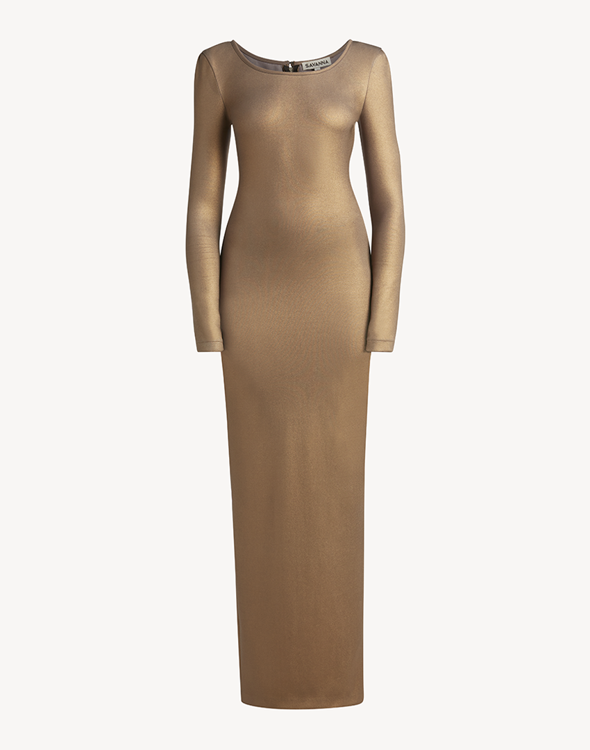 knee length dresses for ladies Metallic Bodycon Maxi Dress