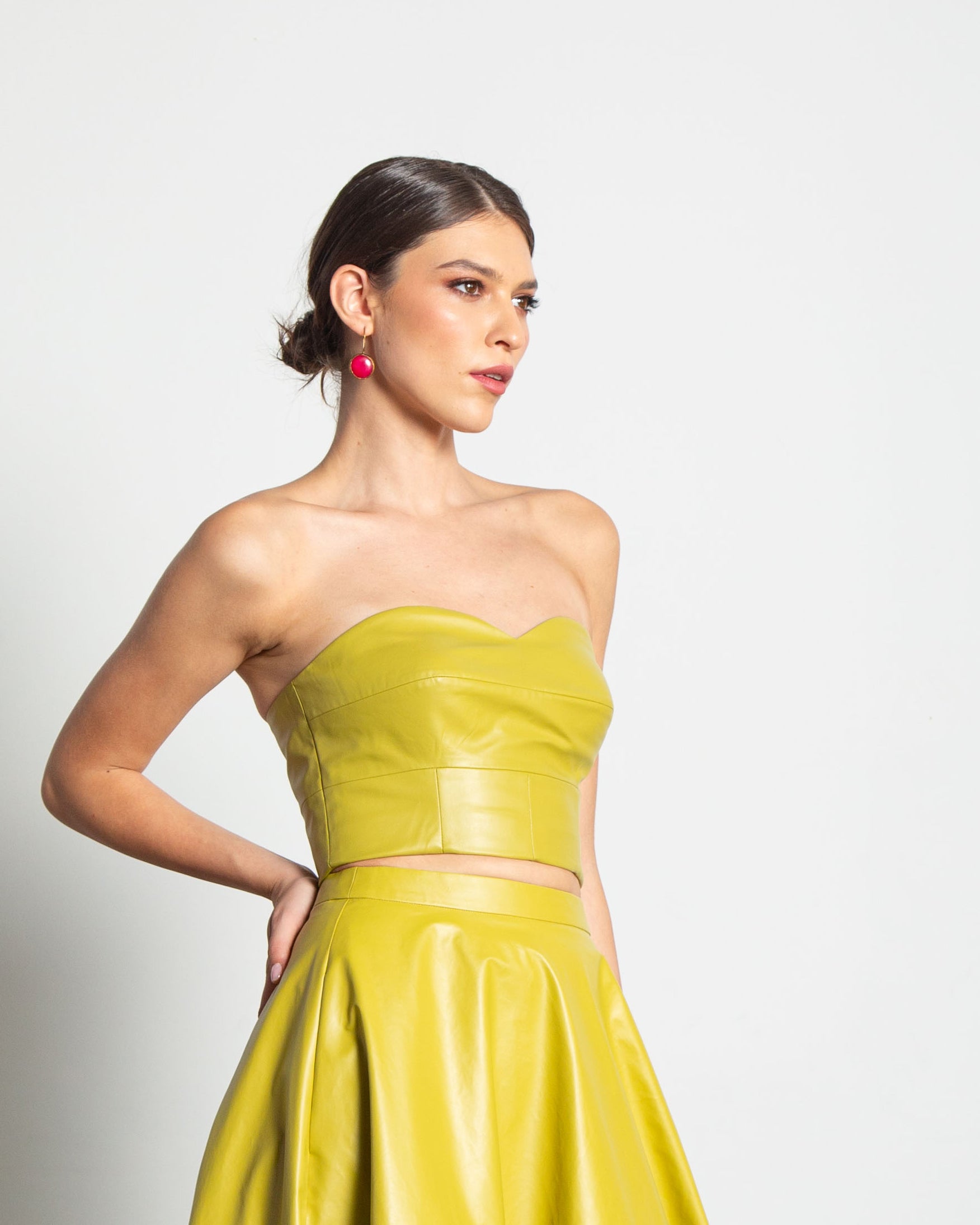 Faux Leather Sweetheart Crop Top