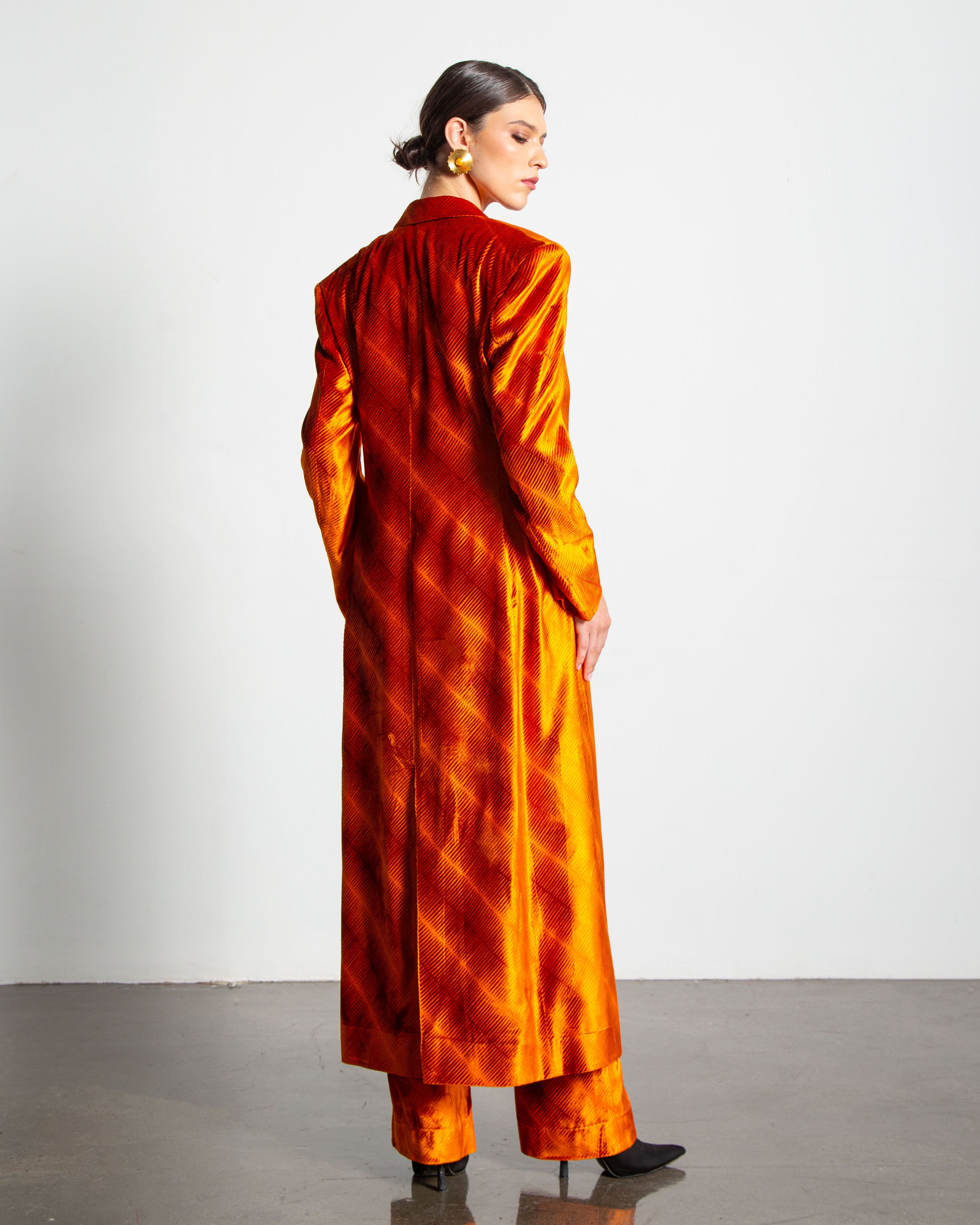 Ribbed Velvet Long Jacket