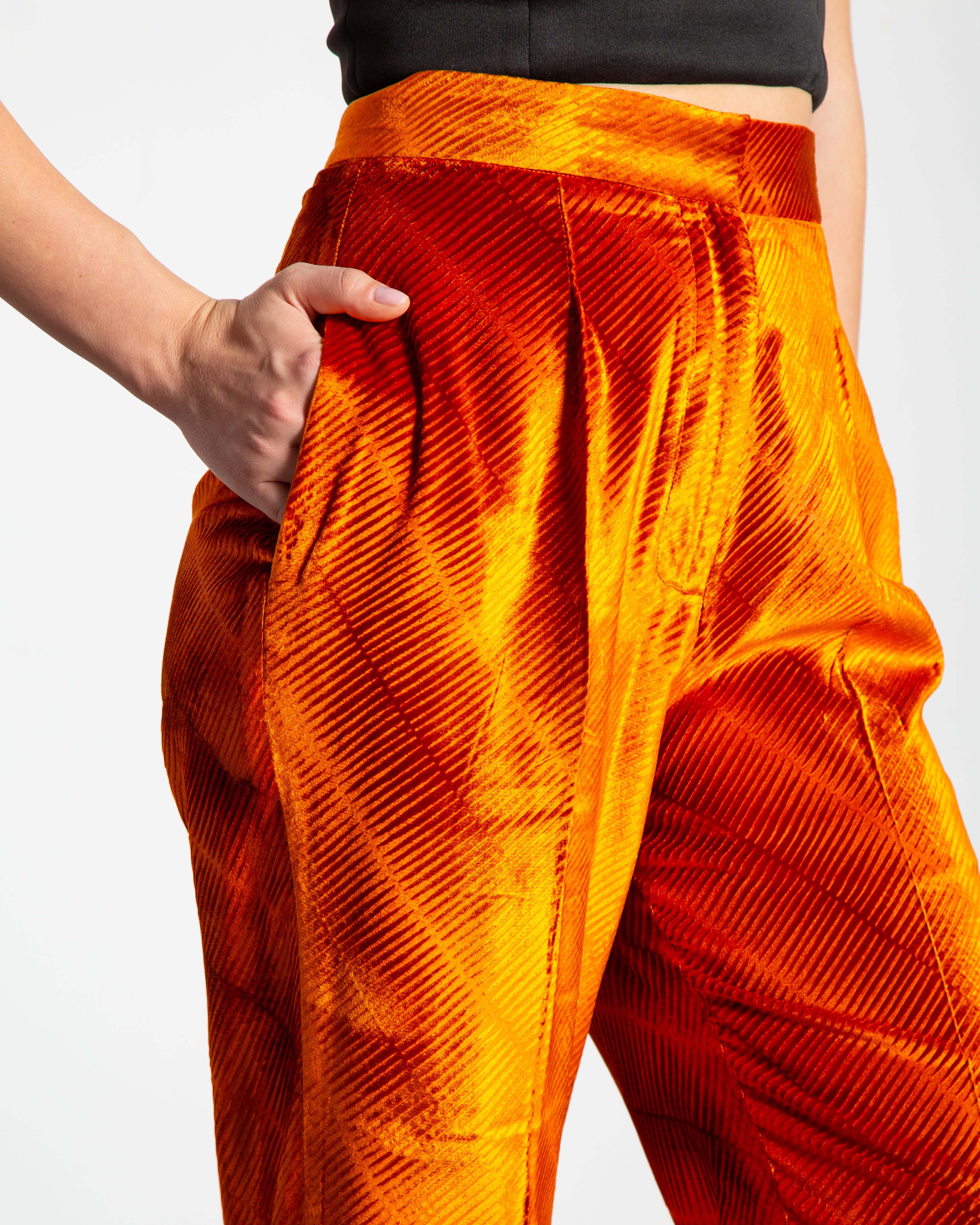 Ribbed Velvet High Waisted Trousers