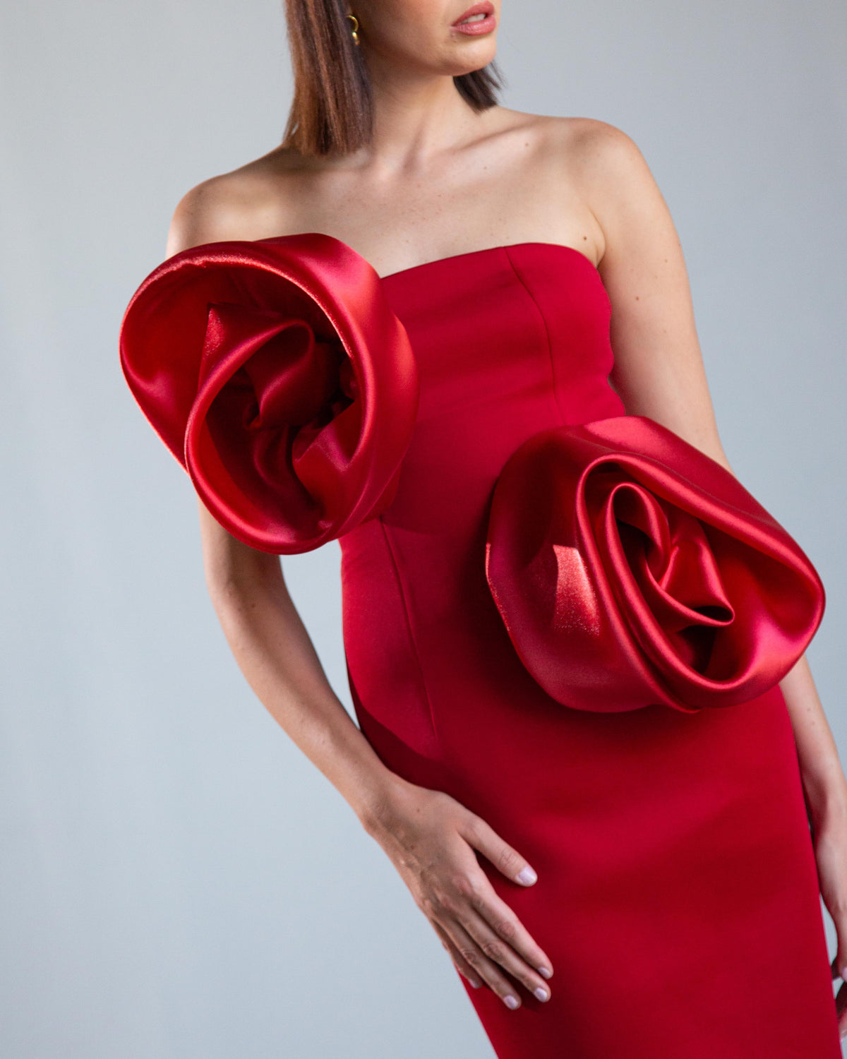 Deux Roses Strapless Midi Dress