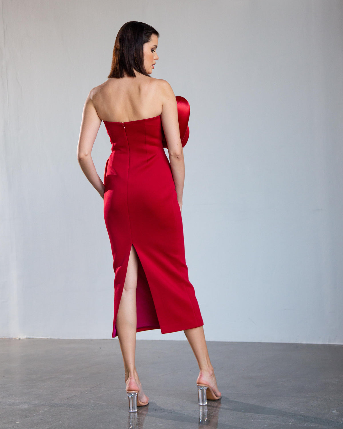 Deux Roses Strapless Midi Dress