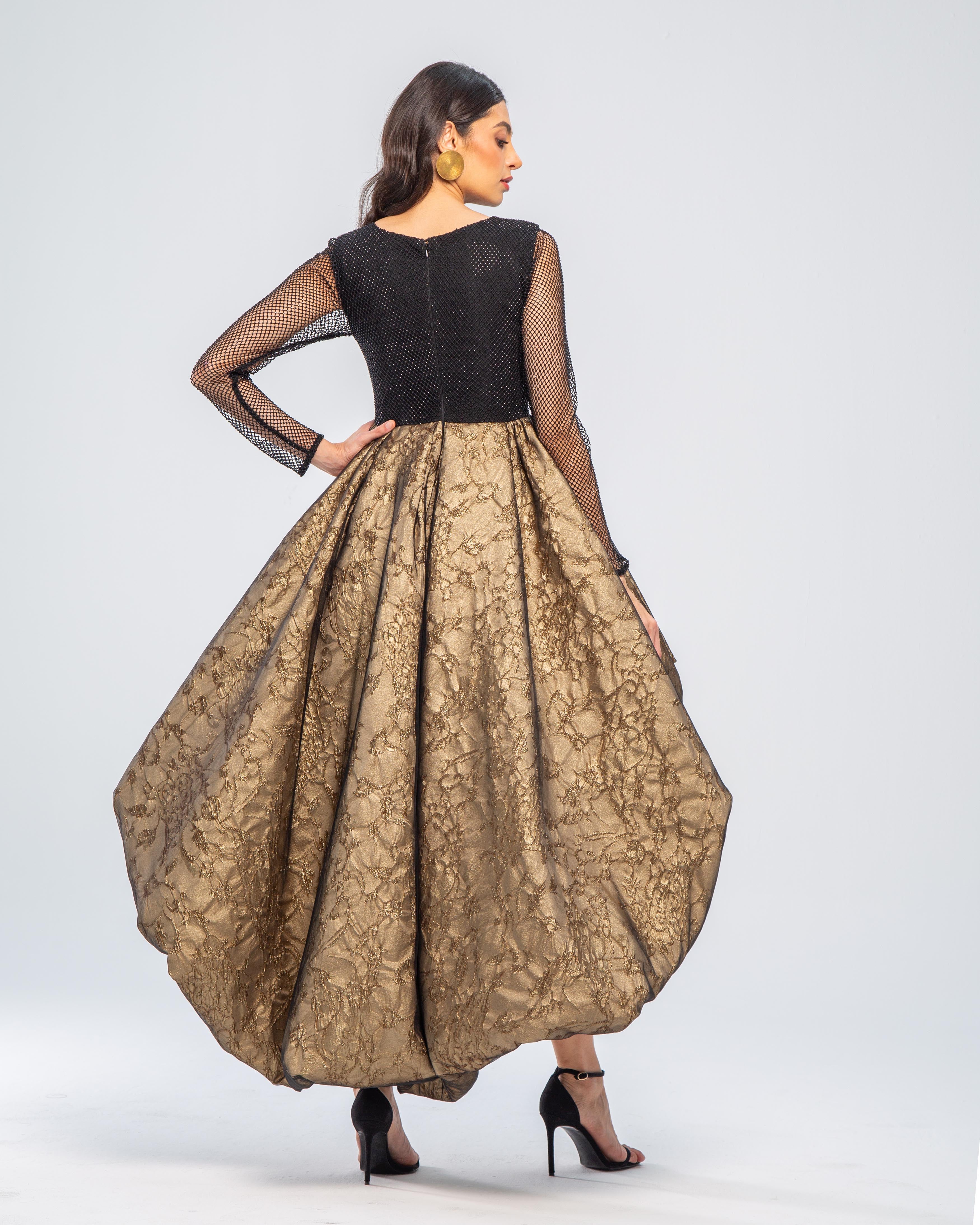 Bouffant Crystal Embellished High Low Dress