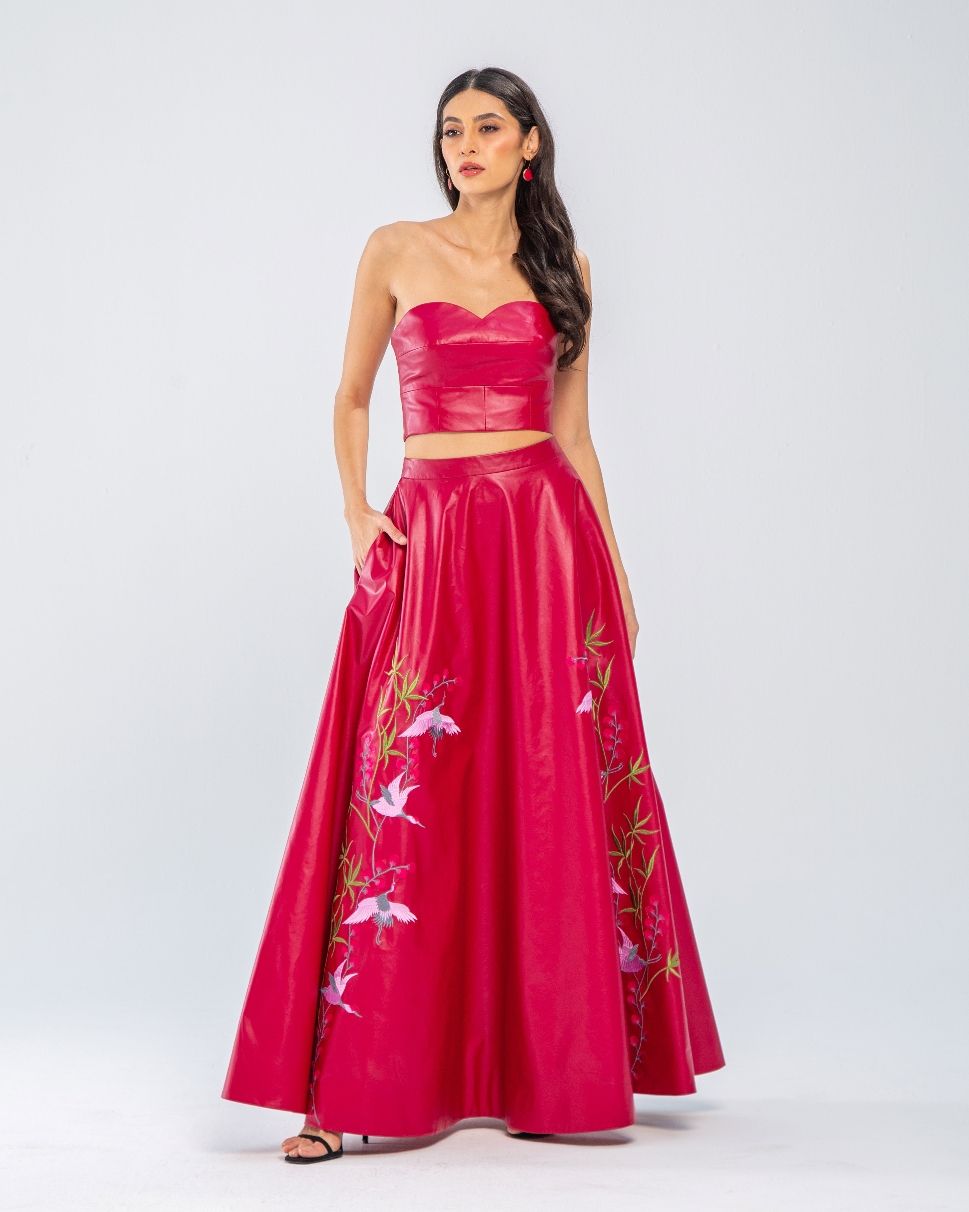 Faux Leather Sweetheart Crop Top