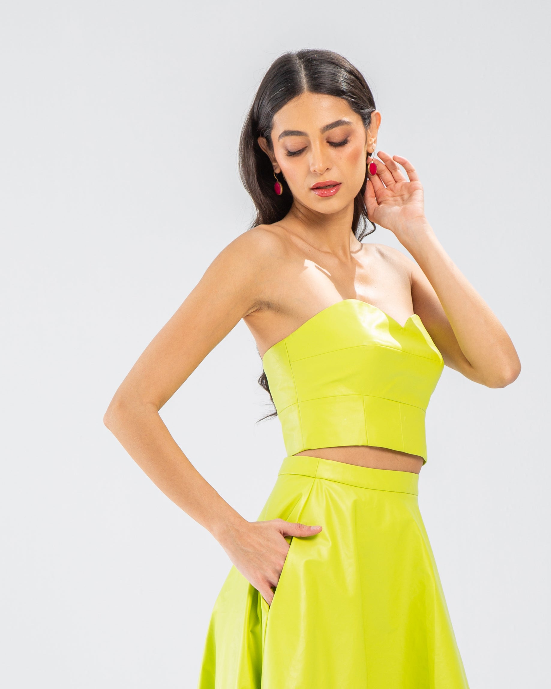 Faux Leather Sweetheart Crop Top