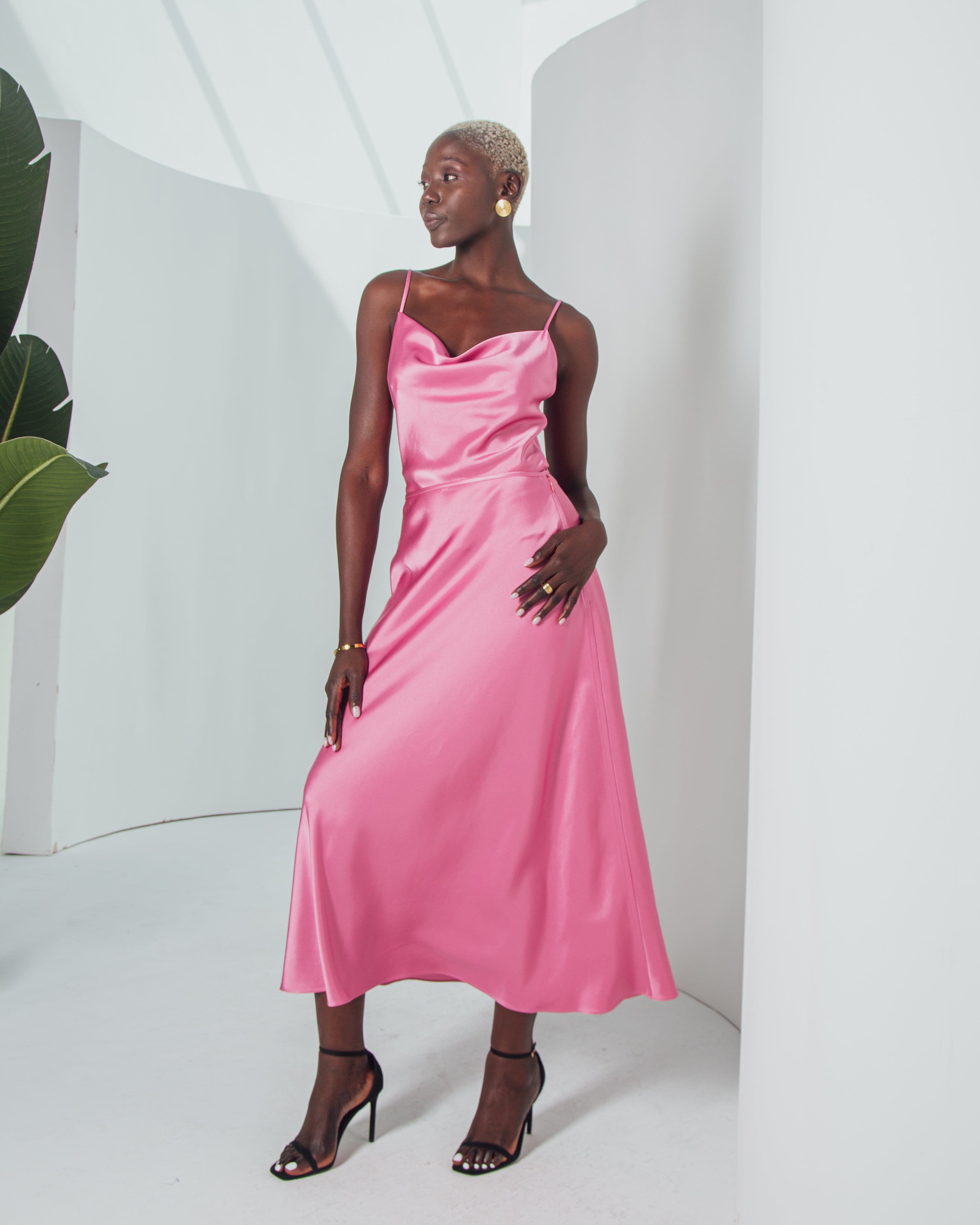 Essentials - Satin Cowl-Neck Top