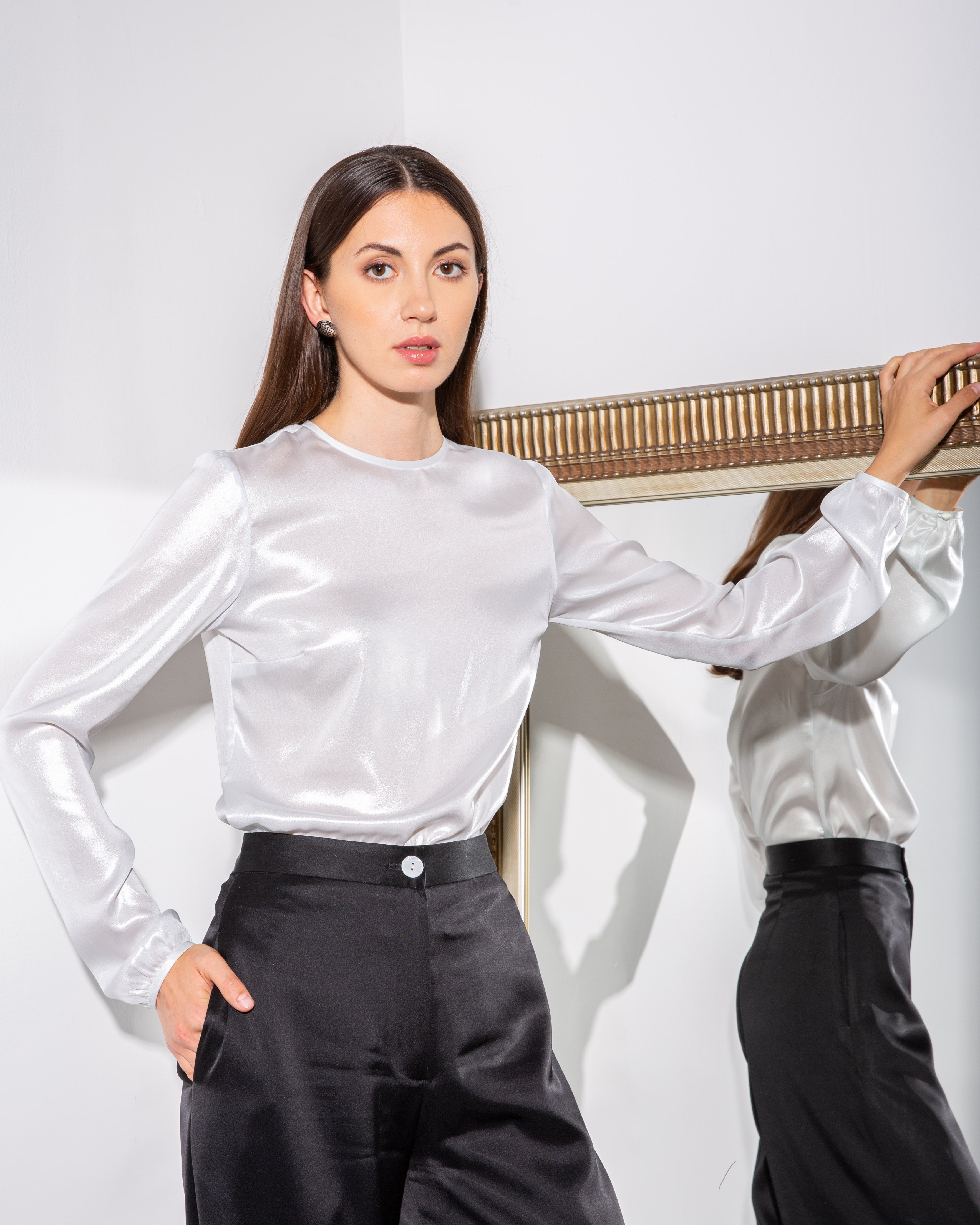 Essentials Shimmer Long-Sleeve Blouse