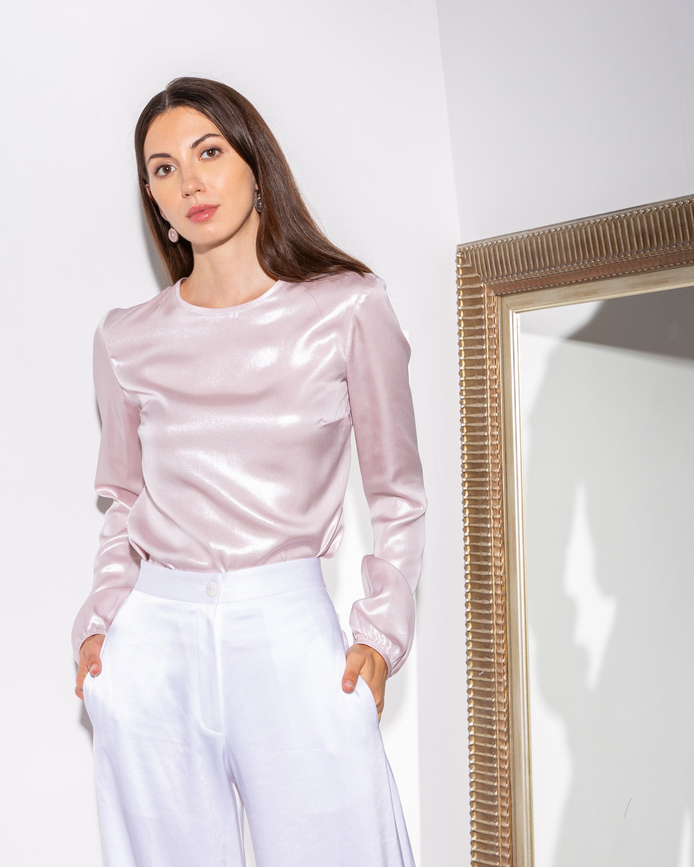 Essentials Shimmer Long-Sleeve Blouse
