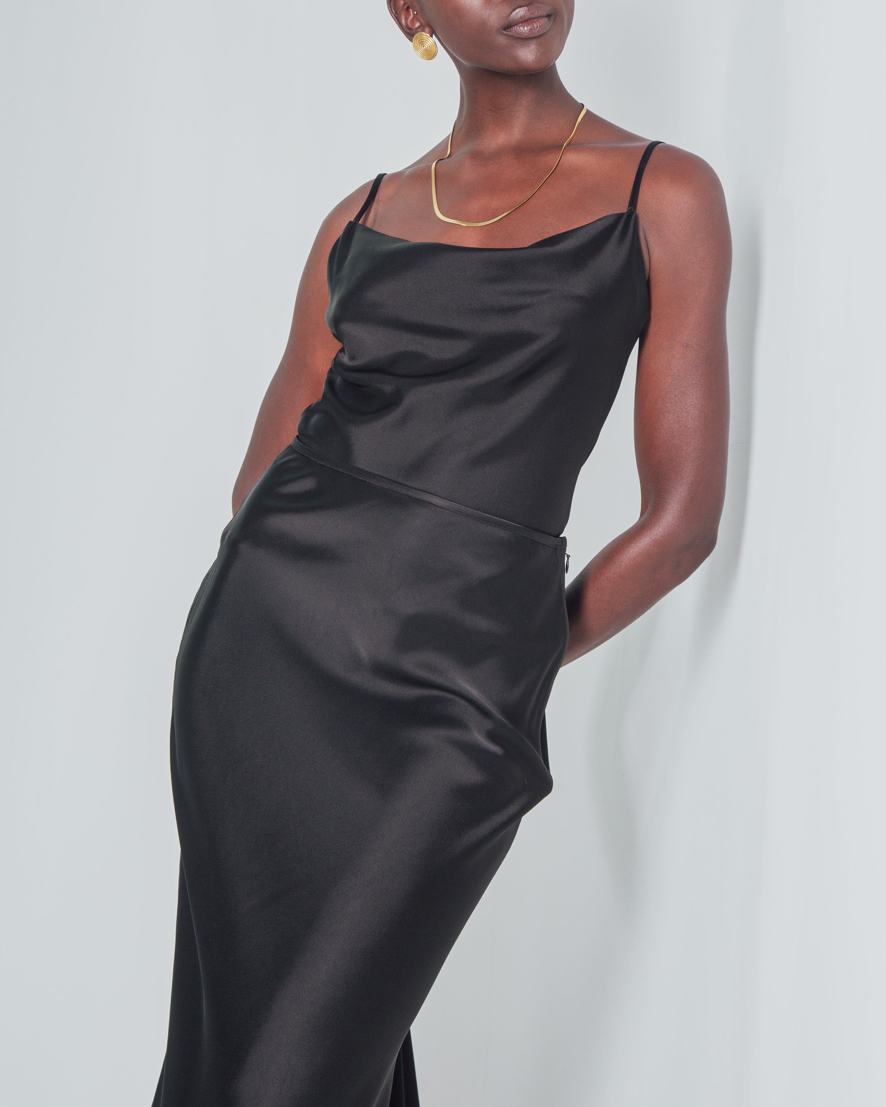 Essentials - Satin Cowl-Neck Top