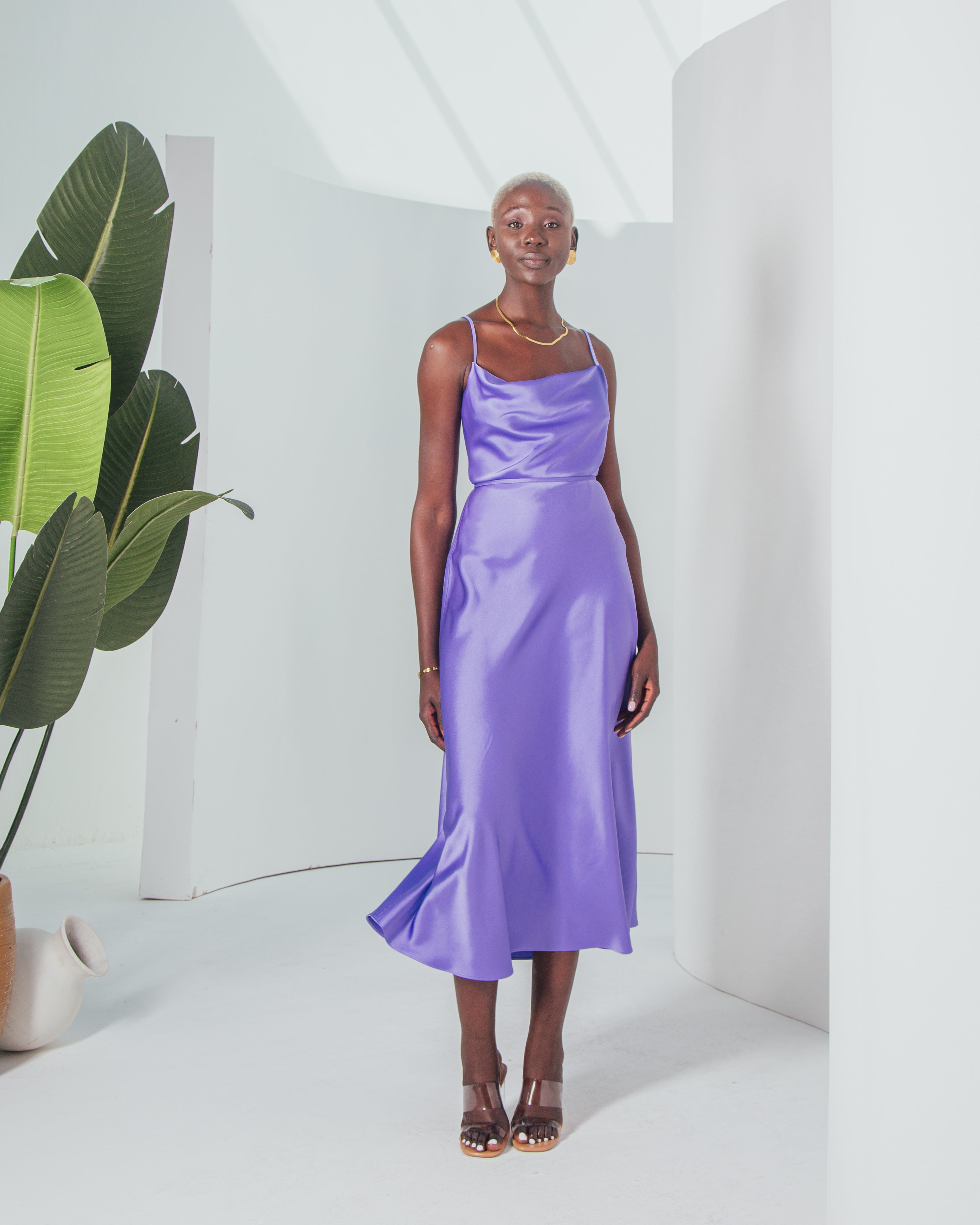 Essentials - Satin A-Line Midi Skirt