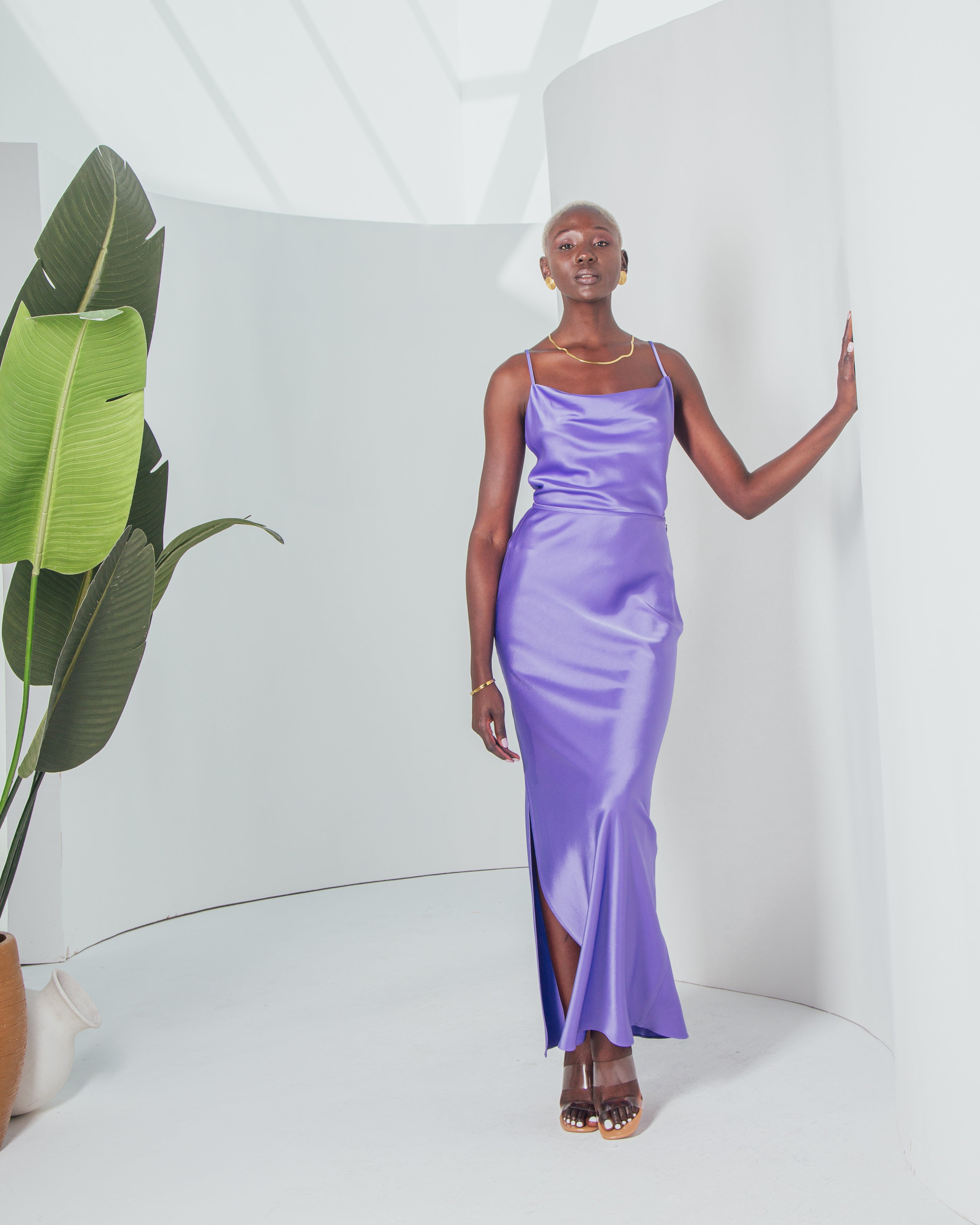 Essentials - Satin Cowl-Neck Top