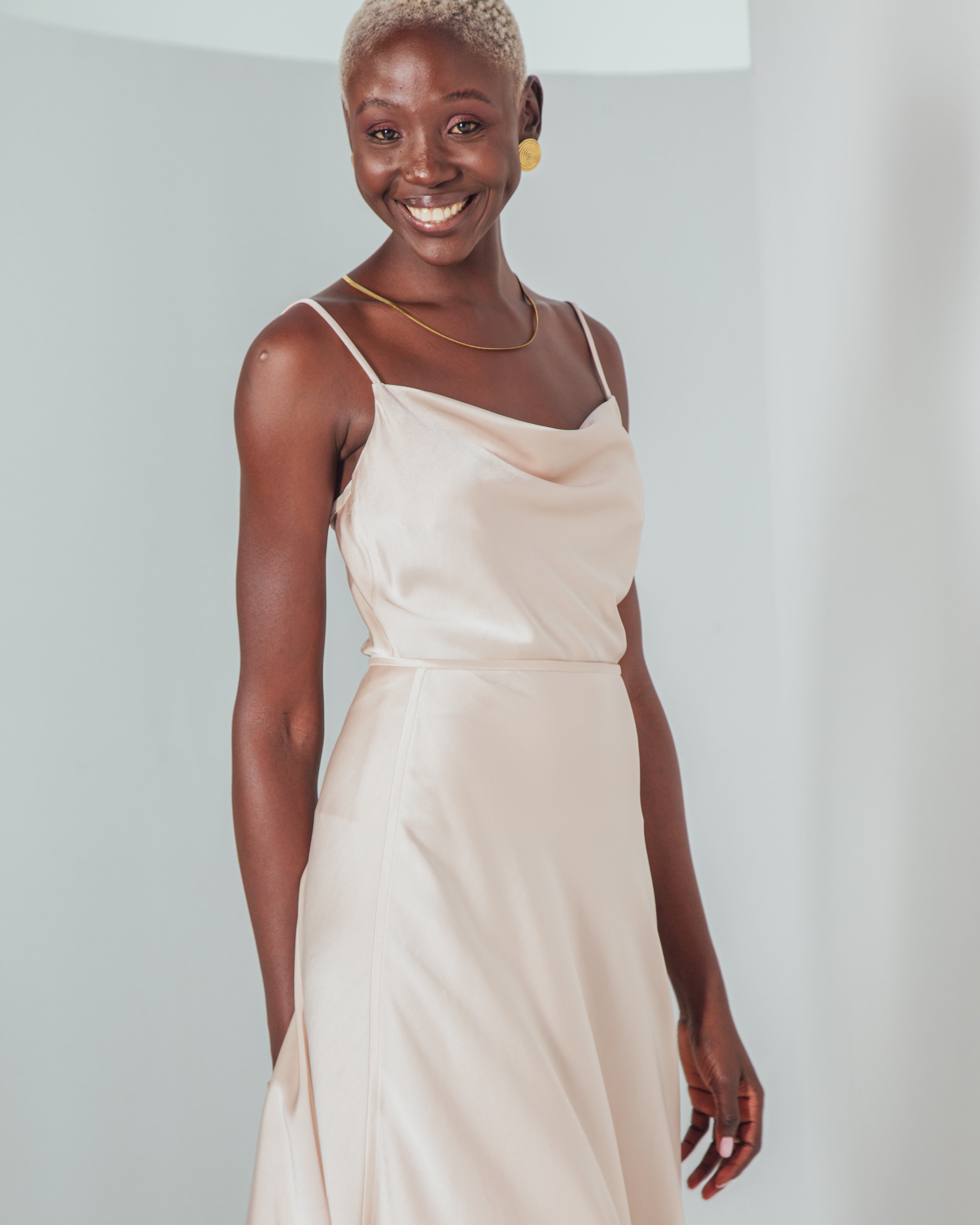 Essentials - Satin Cowl-Neck Top